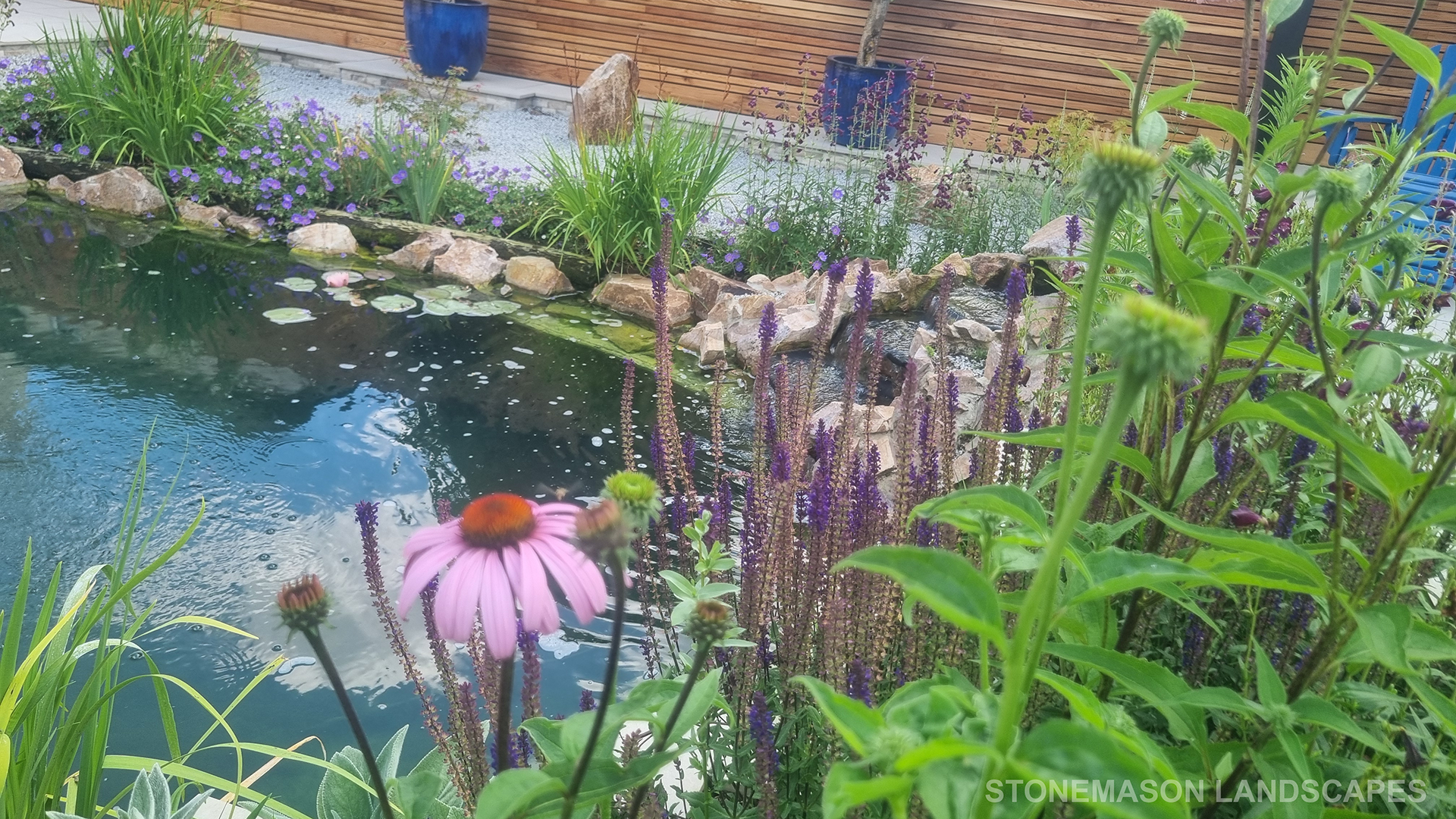 Pond Waterfall & Porcelain Patio Remodel - Upminster Hornchurch Brentwood Essex