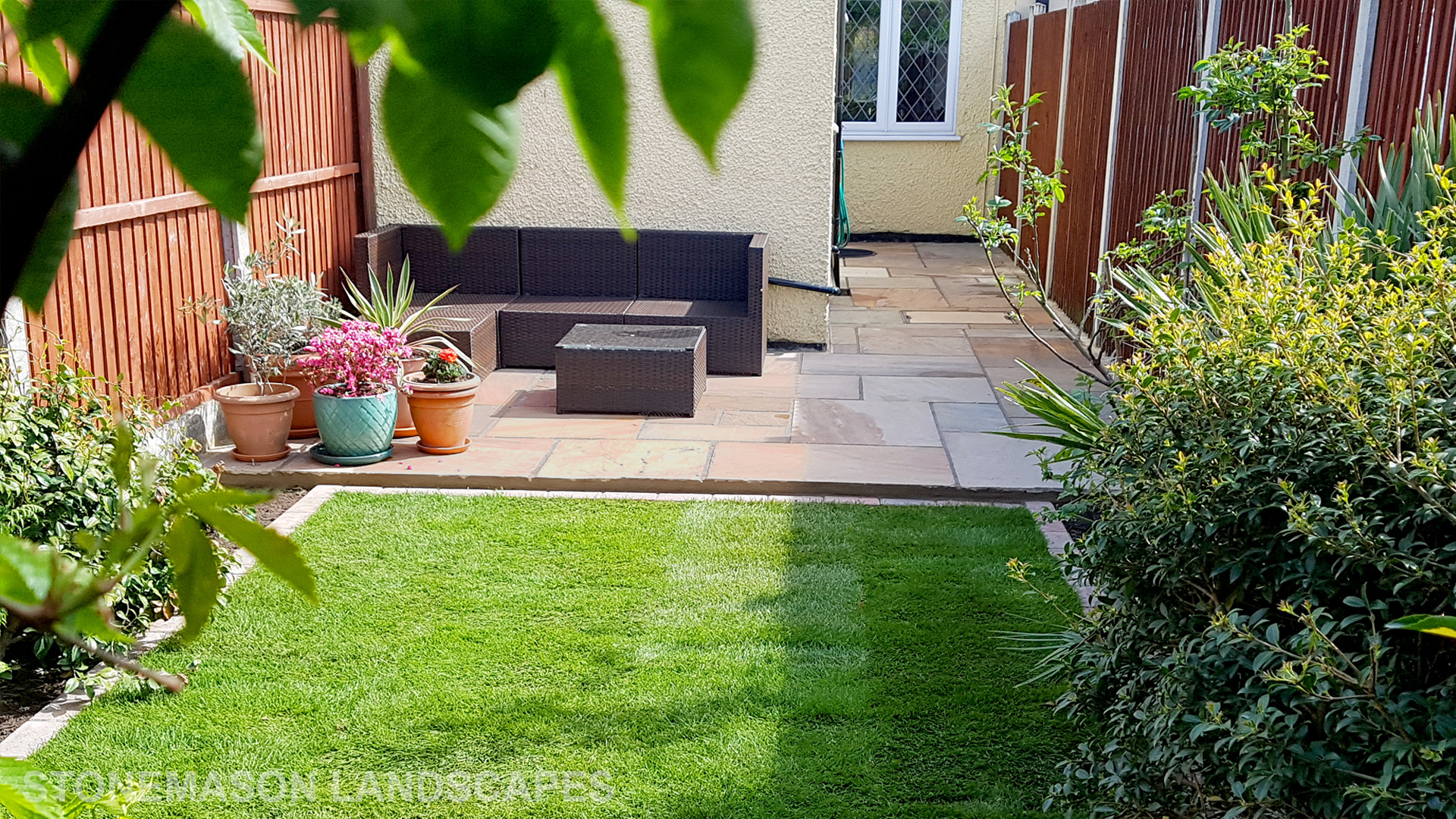 Small Sandstone Patio & Lawn - Romford Brentwood Hornchurch Upminster