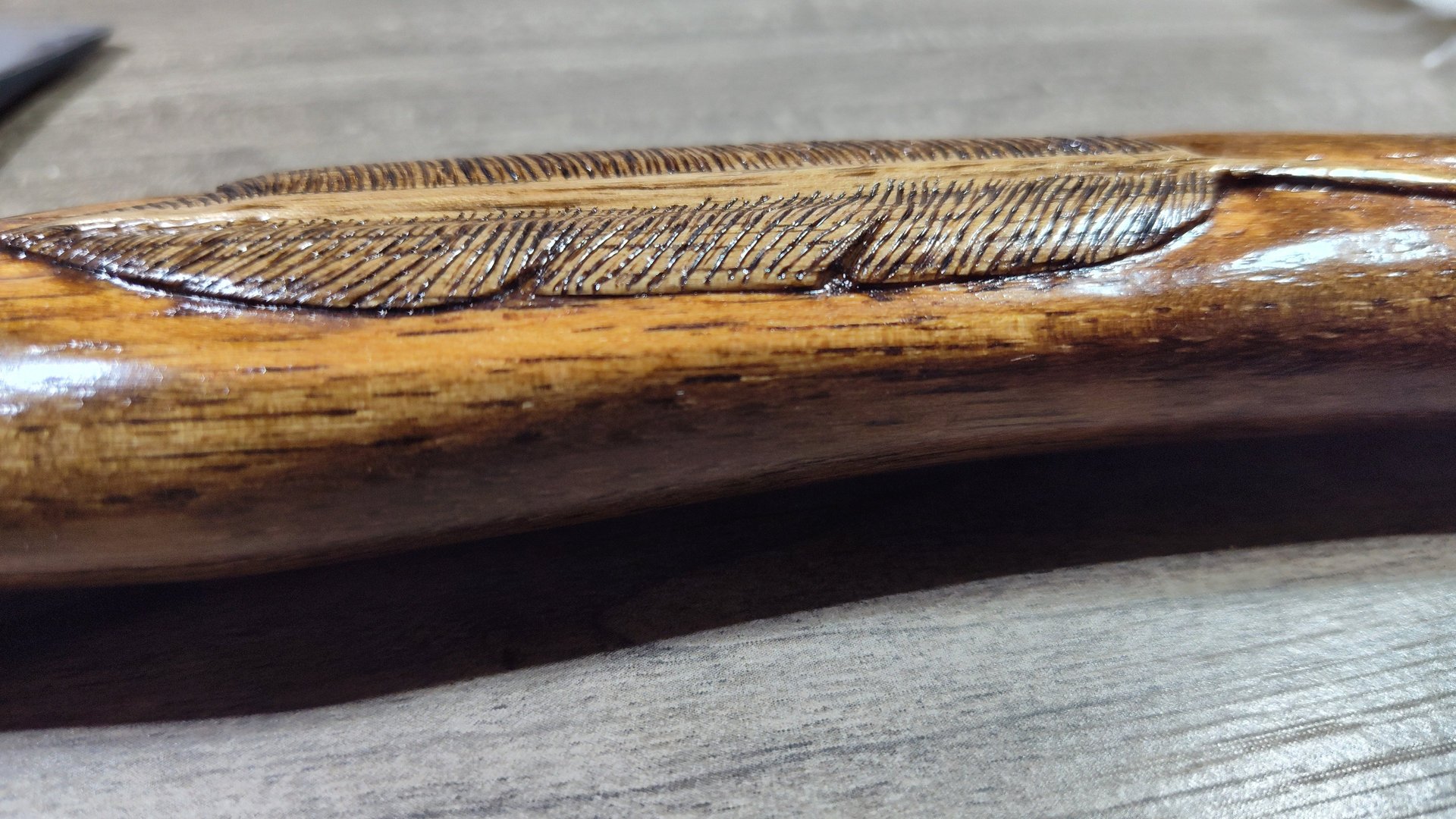relief carved feather