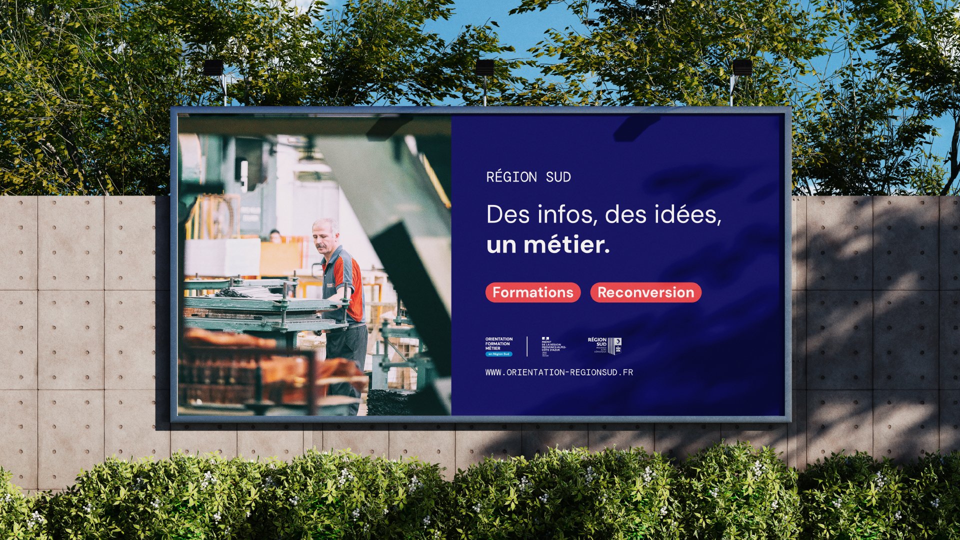 Déclinaison de l'identité visuelle du portail orientation, formation, métiers de la région sud par Tuuk studio