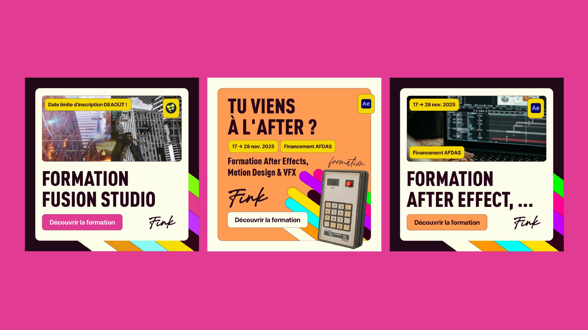 Visuels pour les réseaux sociaux de Fink par Tuuk studio