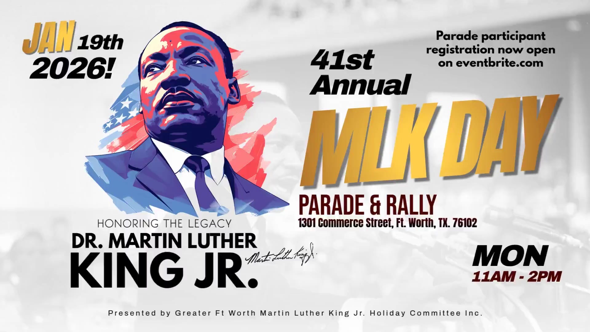 41st Annual MLK DAY Parade & Rally Flyer