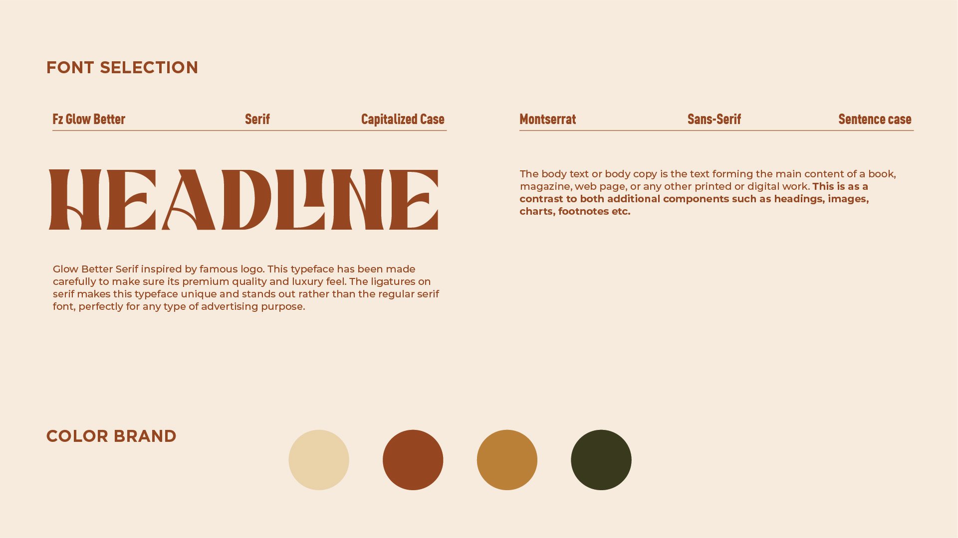 a font and color scheme for a fontface