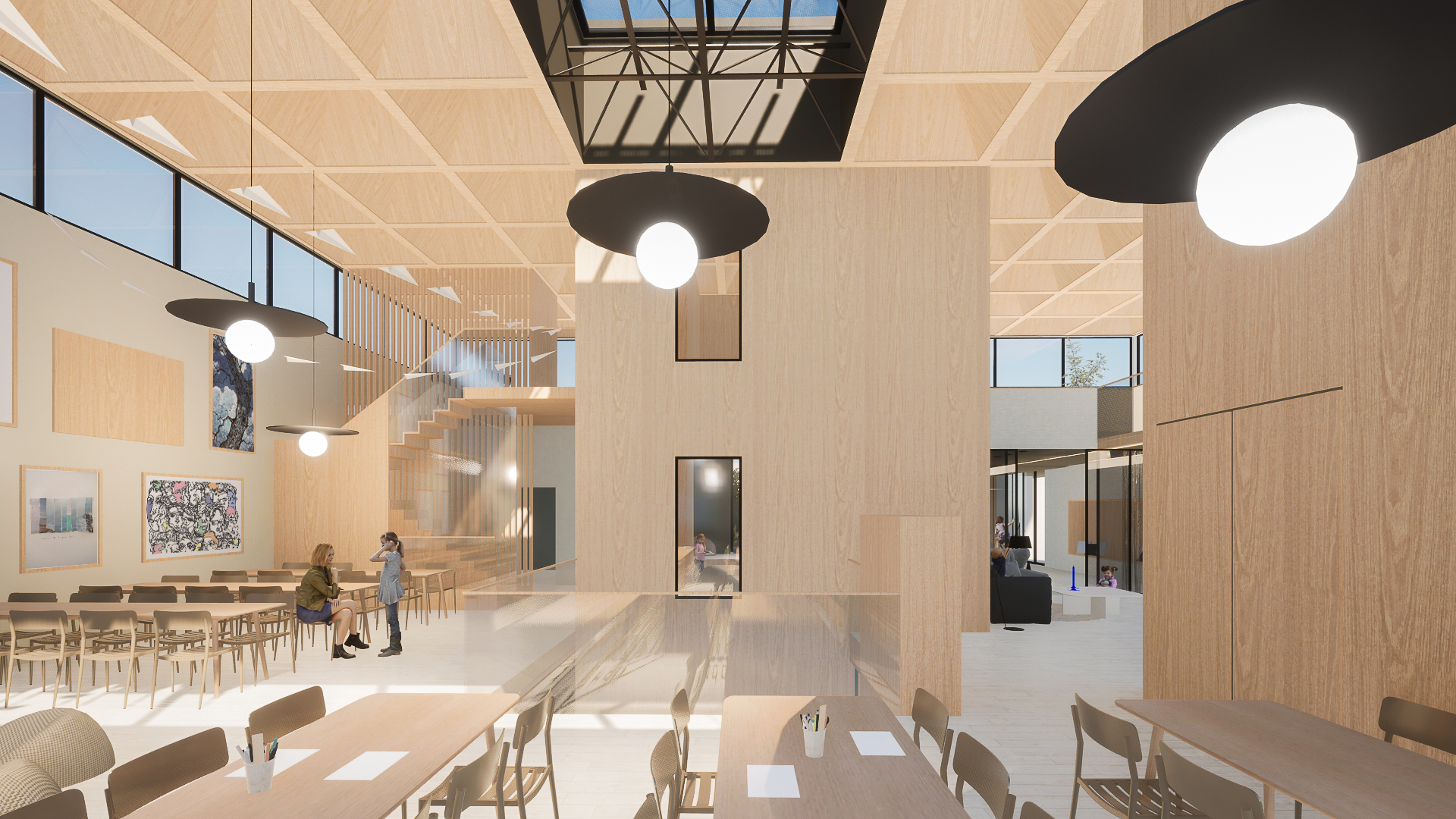 Espace d'activité centre de loisirs tables modulables aménagement - Récré Latté Lyon 9