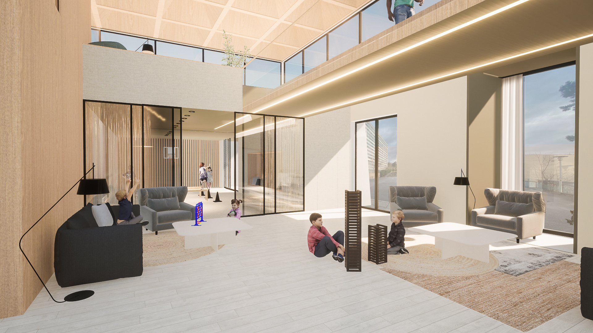 Zone activités tables tableau blanc espace jeux modulable - Centre de loisirs Lyon 9