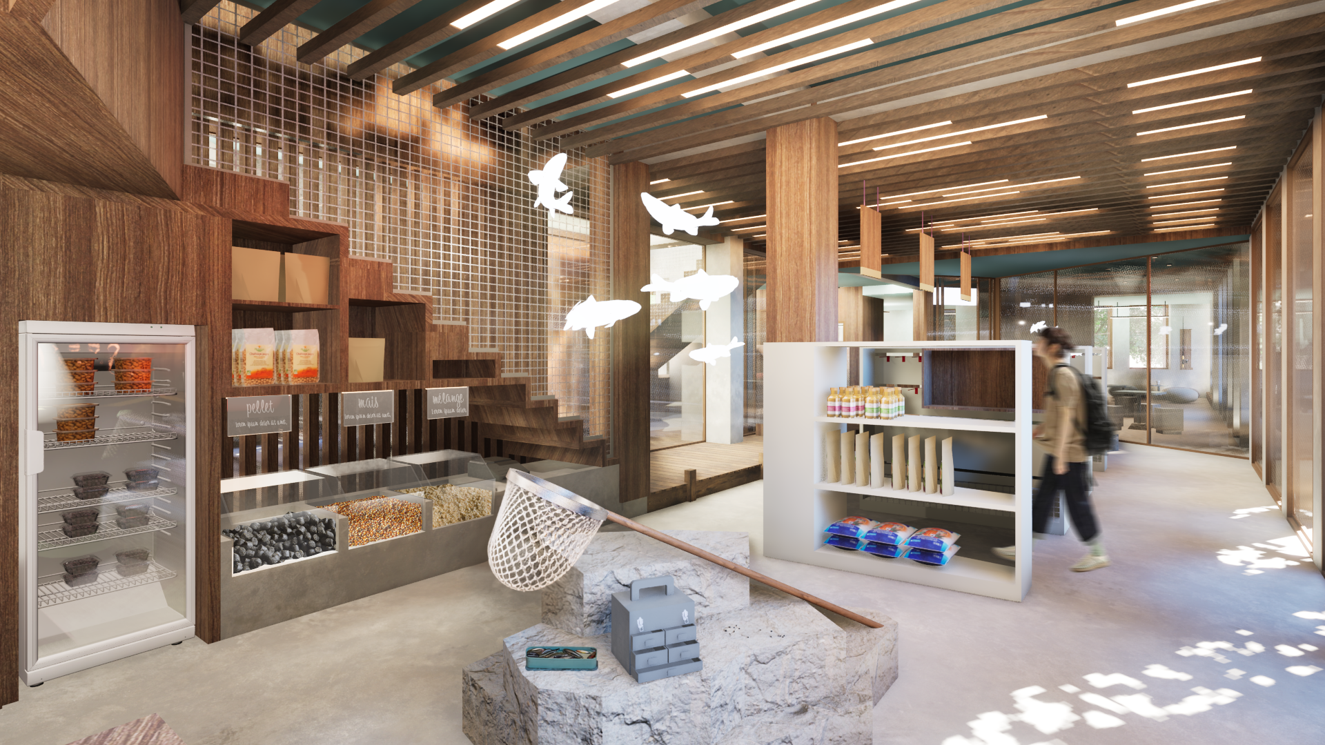 Magasin pêche présentoirs équipement aménagement commercial - Maison Pêche Lyon