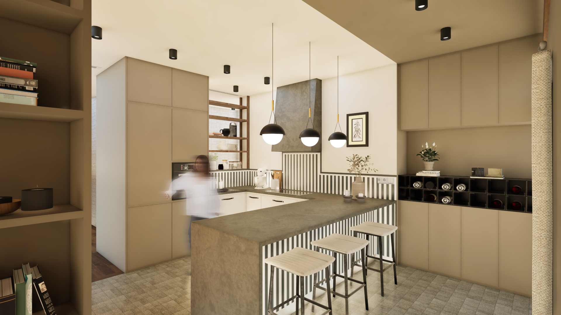 Rénovation cuisine moderne avec îlot central à Lyon - Projet Antoine Studio 975