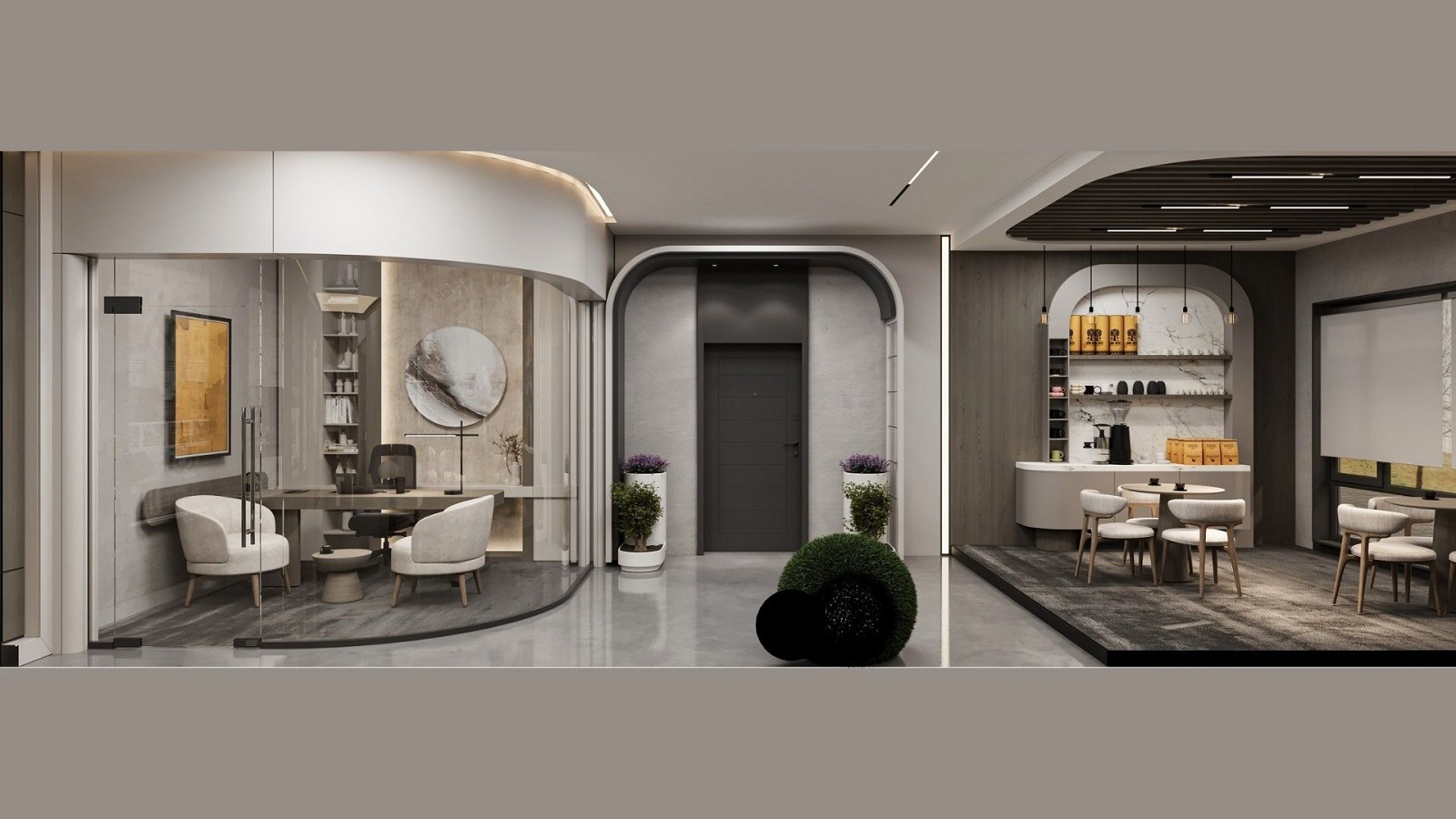 Antalya Park Royal Residences satış ofisi genel alan iç mimari tasarımı-La Féra Interior Design