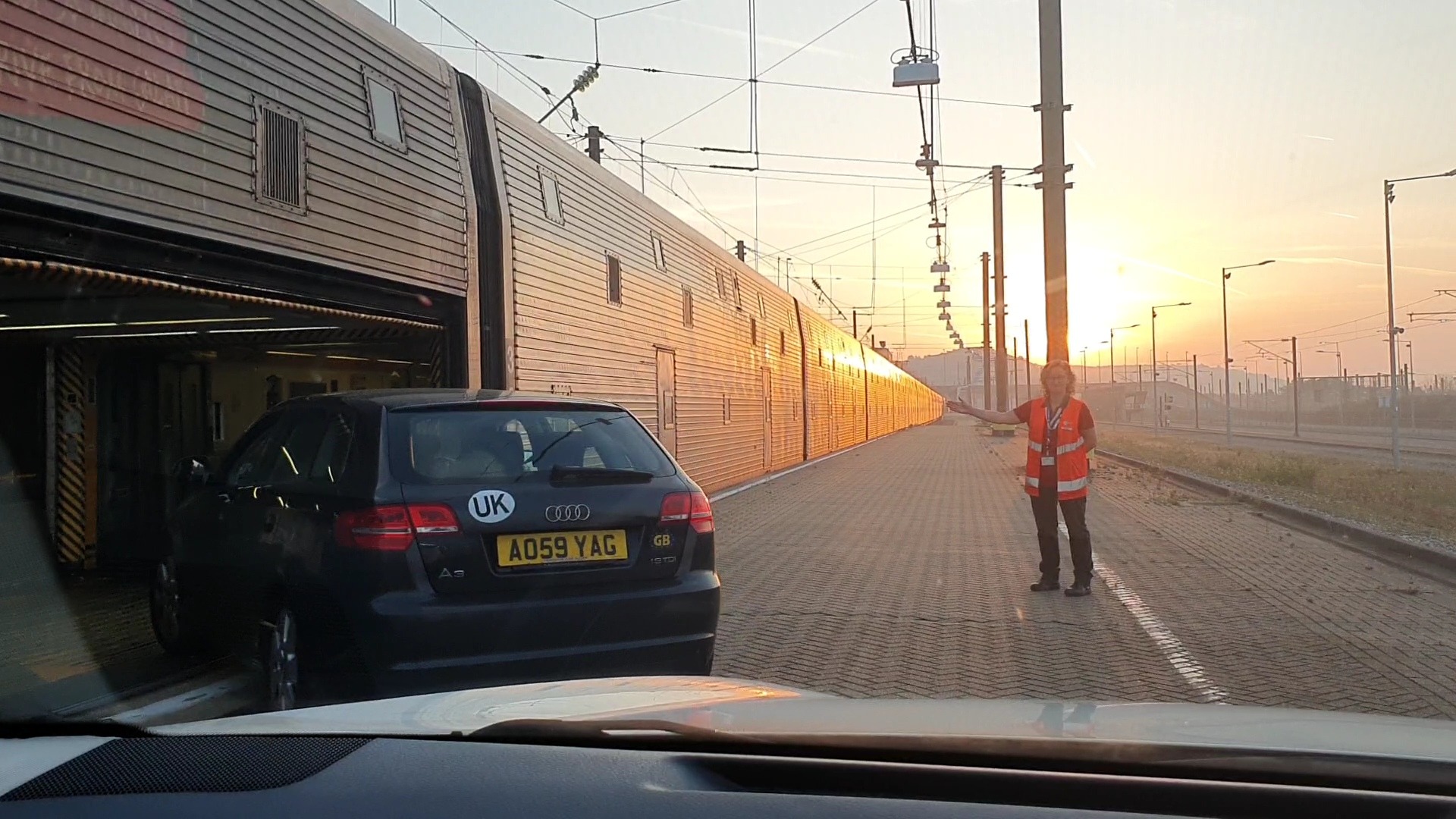 Driving abourd the Eurotunnel train at Folkestone