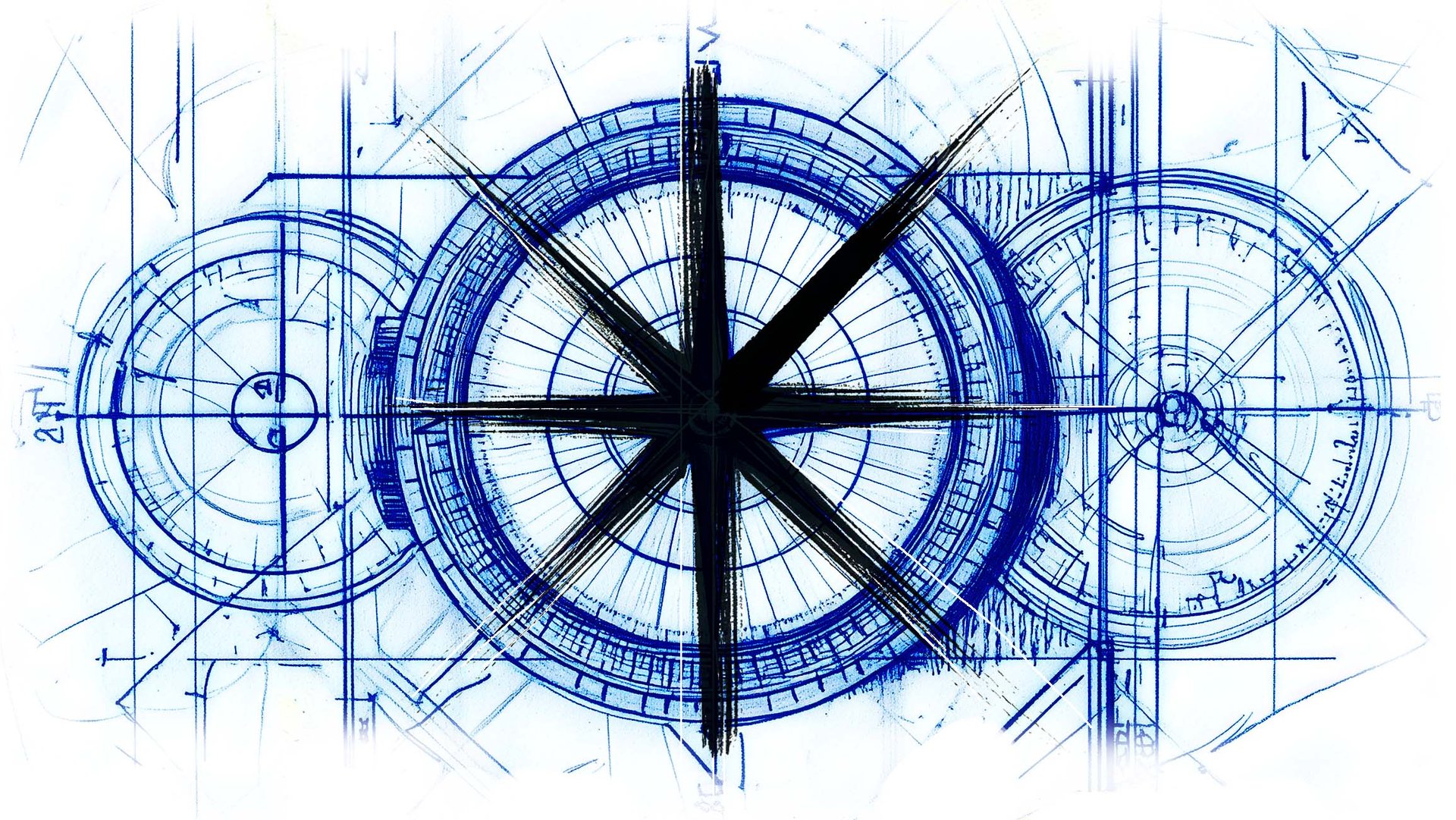 blueprint illustration of compass