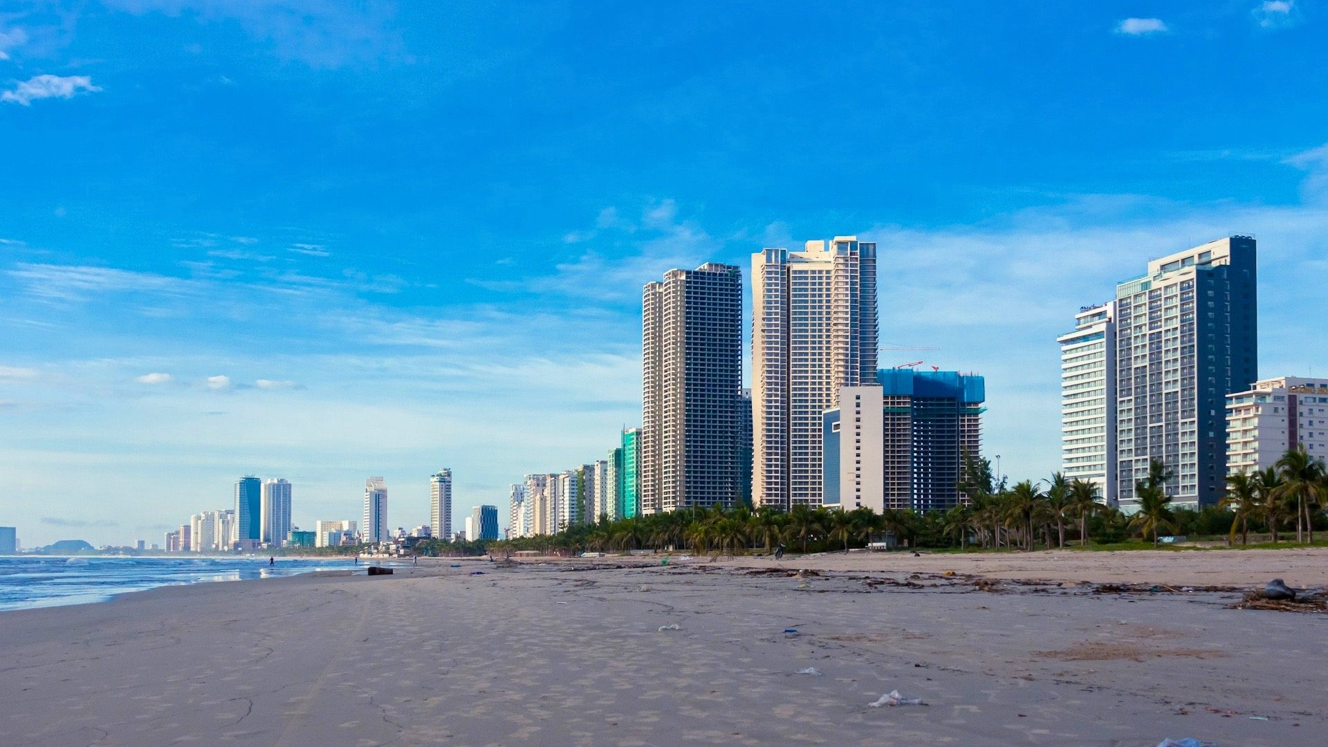 Da Nang's My Khe Beach with coastline buildings