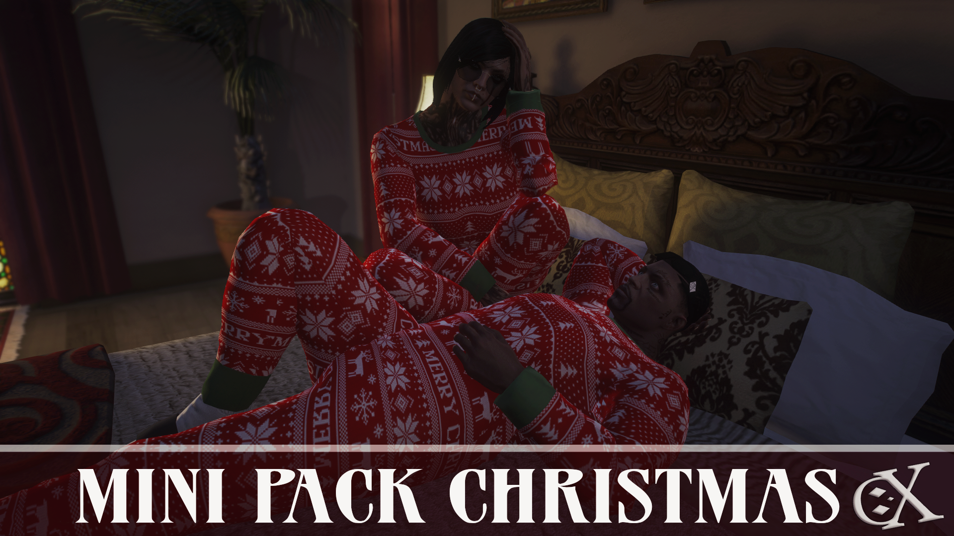 a couple of people in red and white christmas sweaters