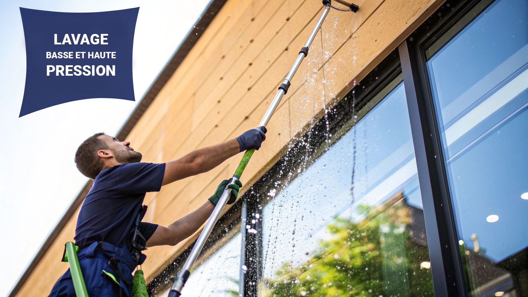 Nettoyage de façade vitré et bardage bois