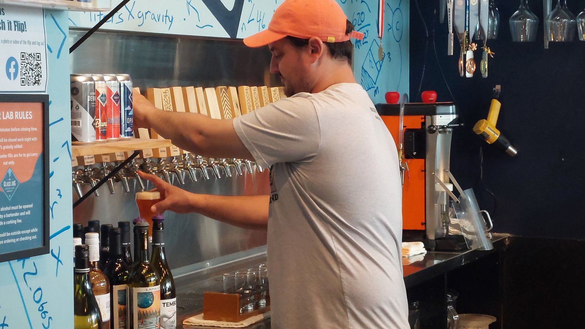 Man pouring a pint at The Glass Jug in Durham