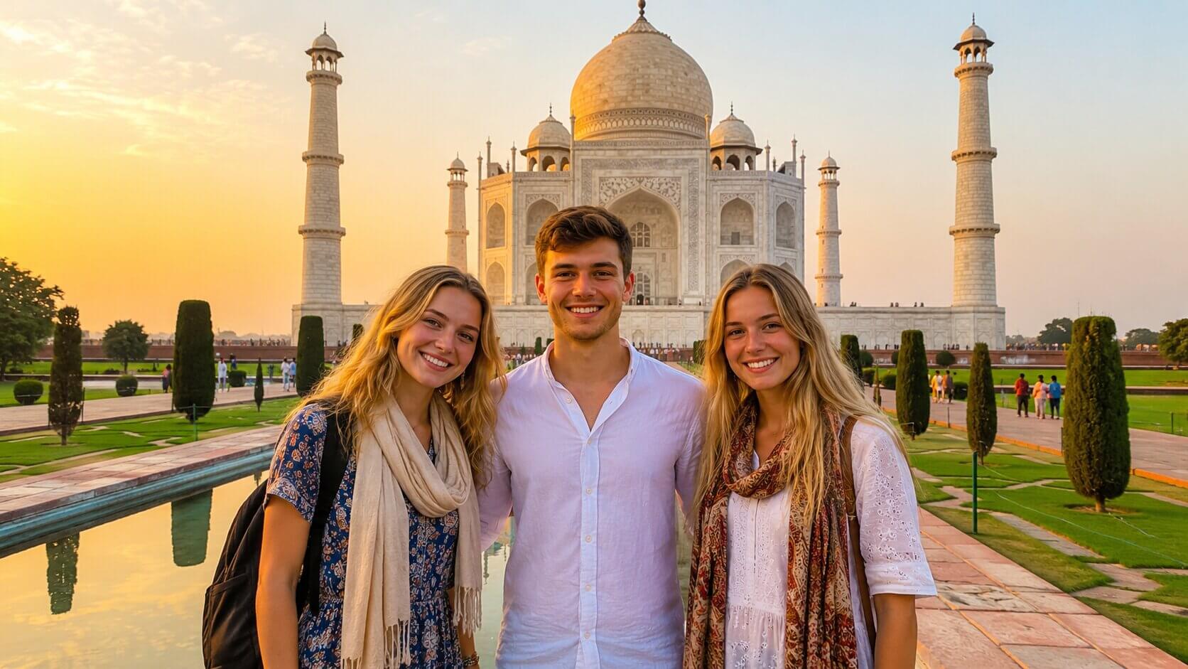 British tourists at Taj Mahal