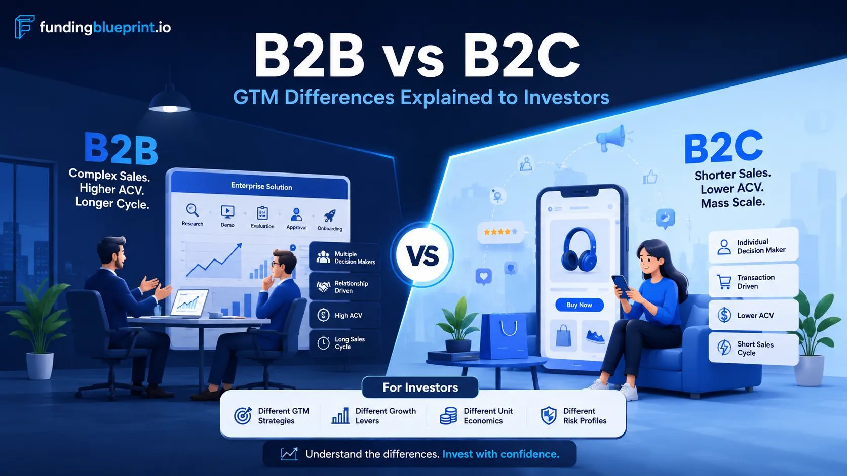 Explaining B2B vs B2C GTM Differences to Investors
