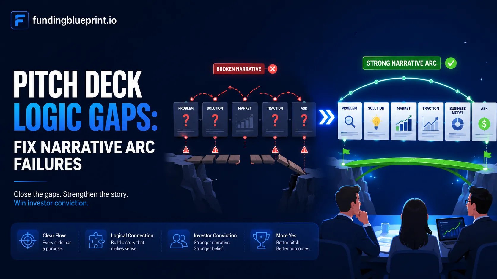 Pitch Deck Logic Gaps Fix Narrative Arc Failures