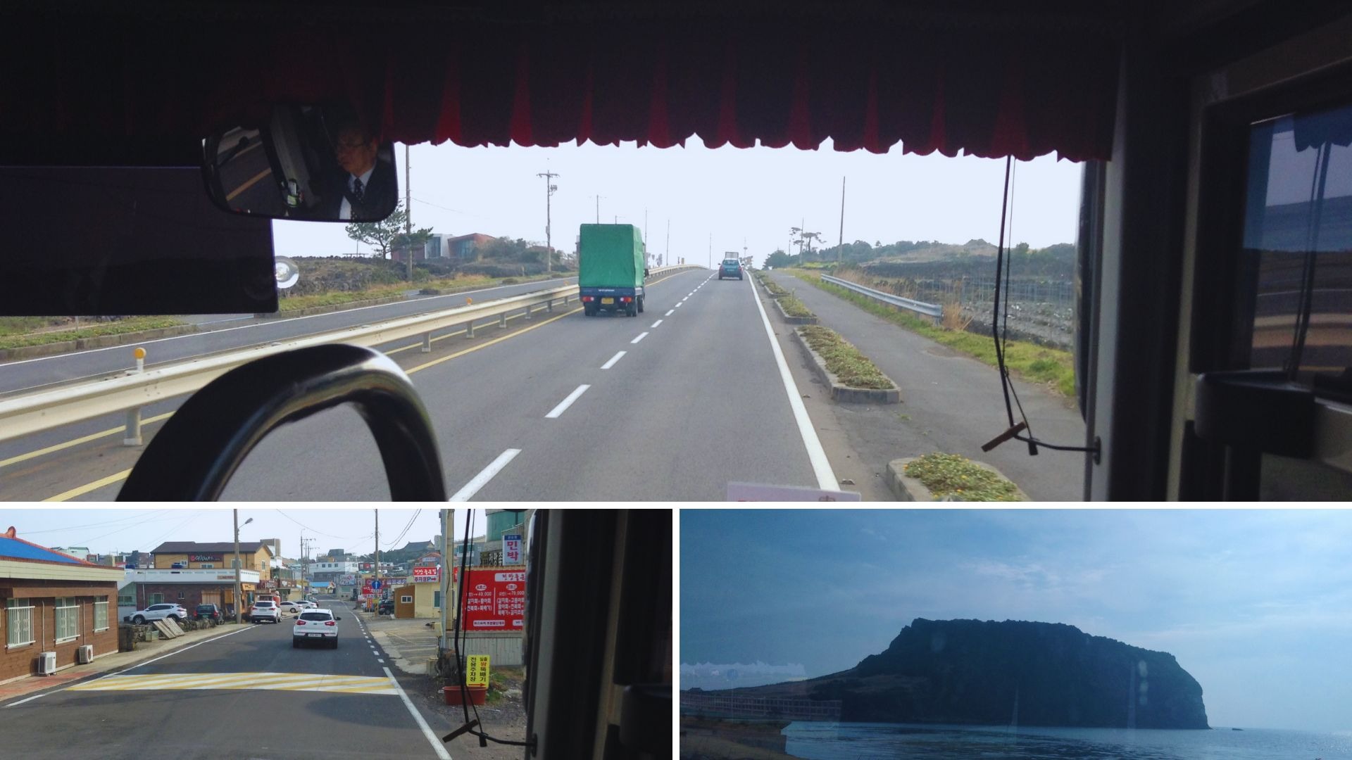 Paisagem registrada durante o trajeto do Porto de Jeju até Seongsan Ilchulbong.