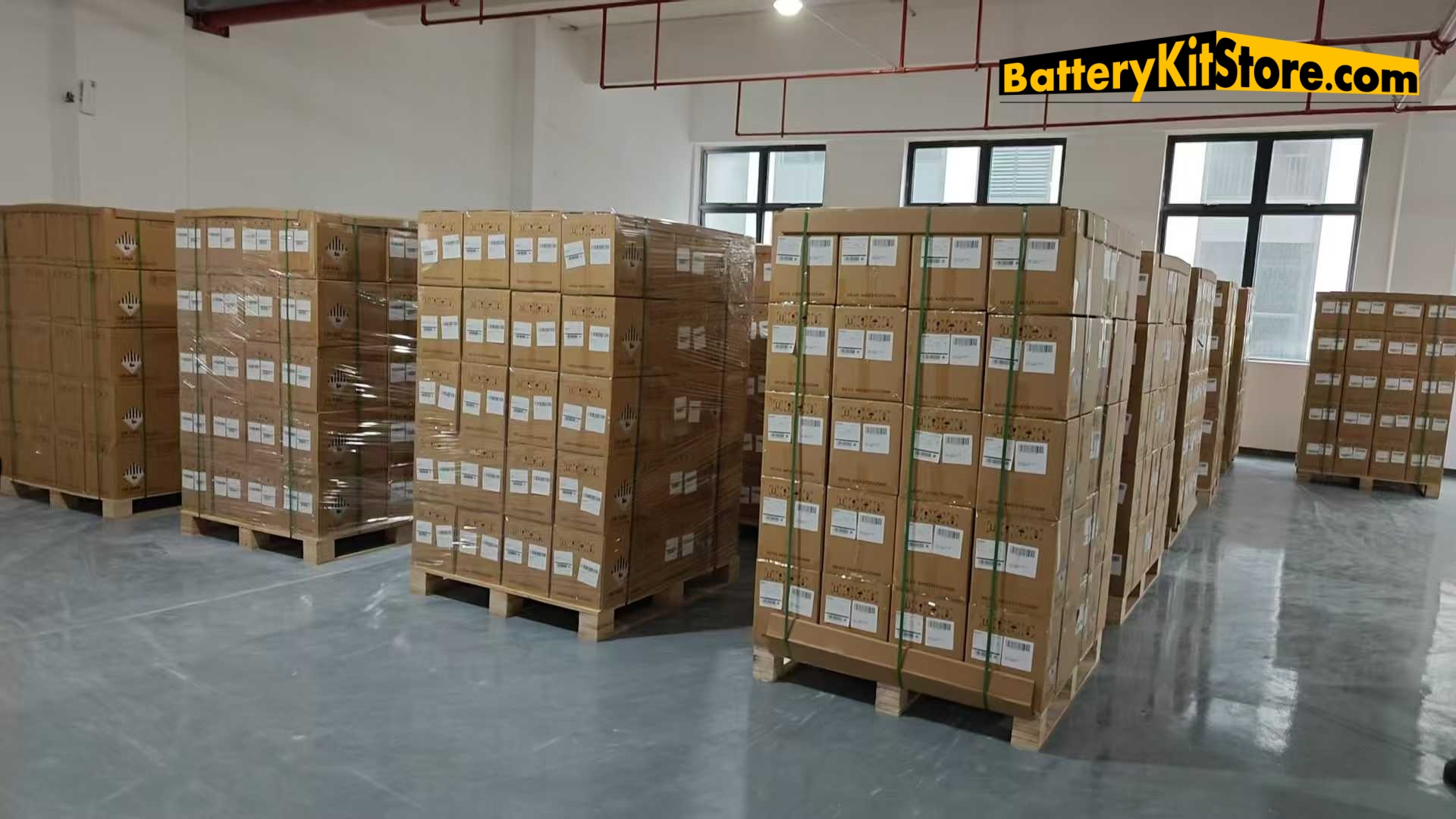 lithium cells in carton boxes on a pallet