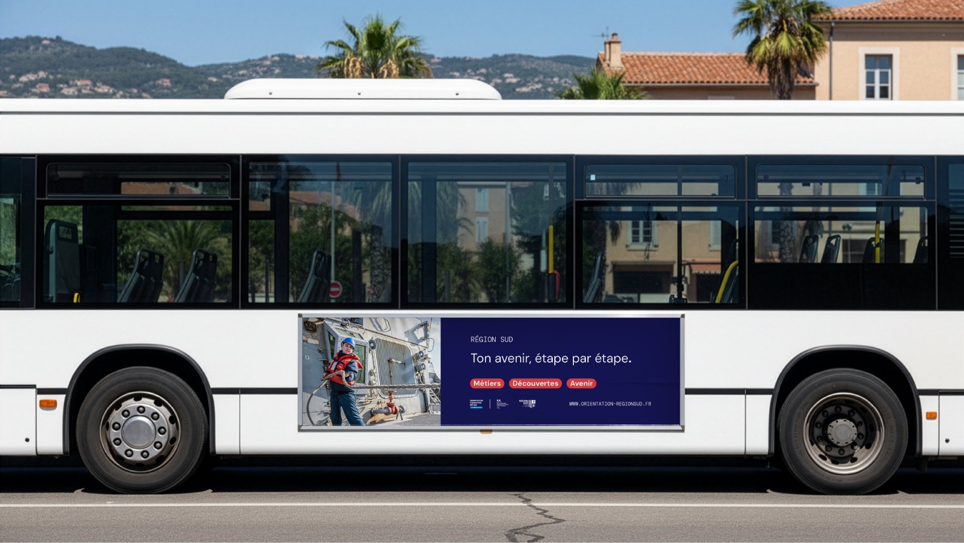 Déclinaison de l'identité visuelle du portail orientation, formation, métiers de la région sud par Tuuk studio