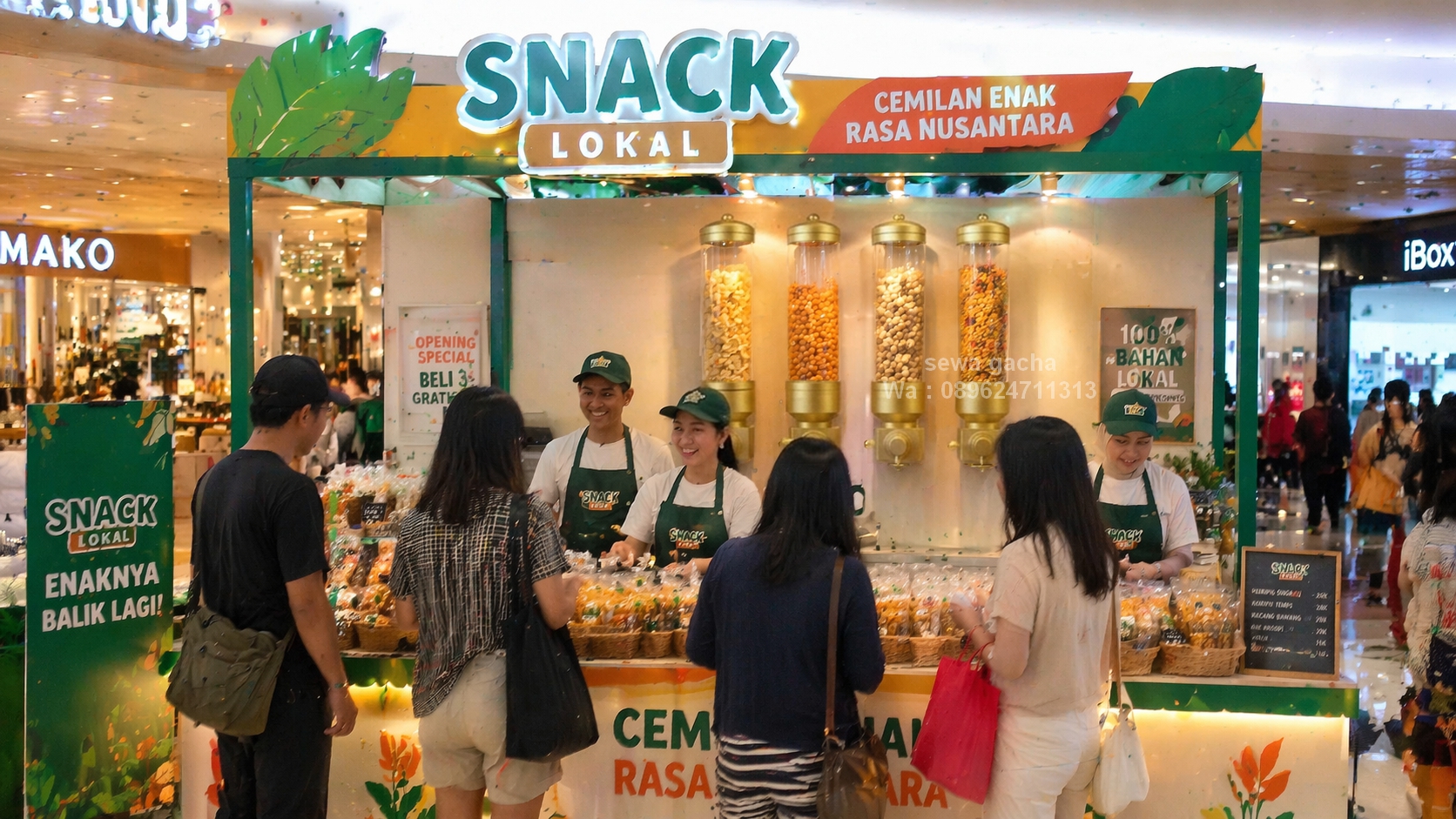 sewa wall mounted snack / biji kopi dispenser gold jakarta