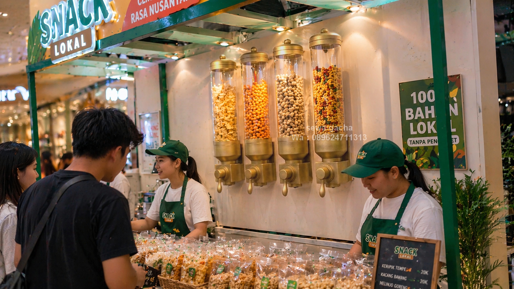 sewa wall mounted snack / biji kopi dispenser gold event