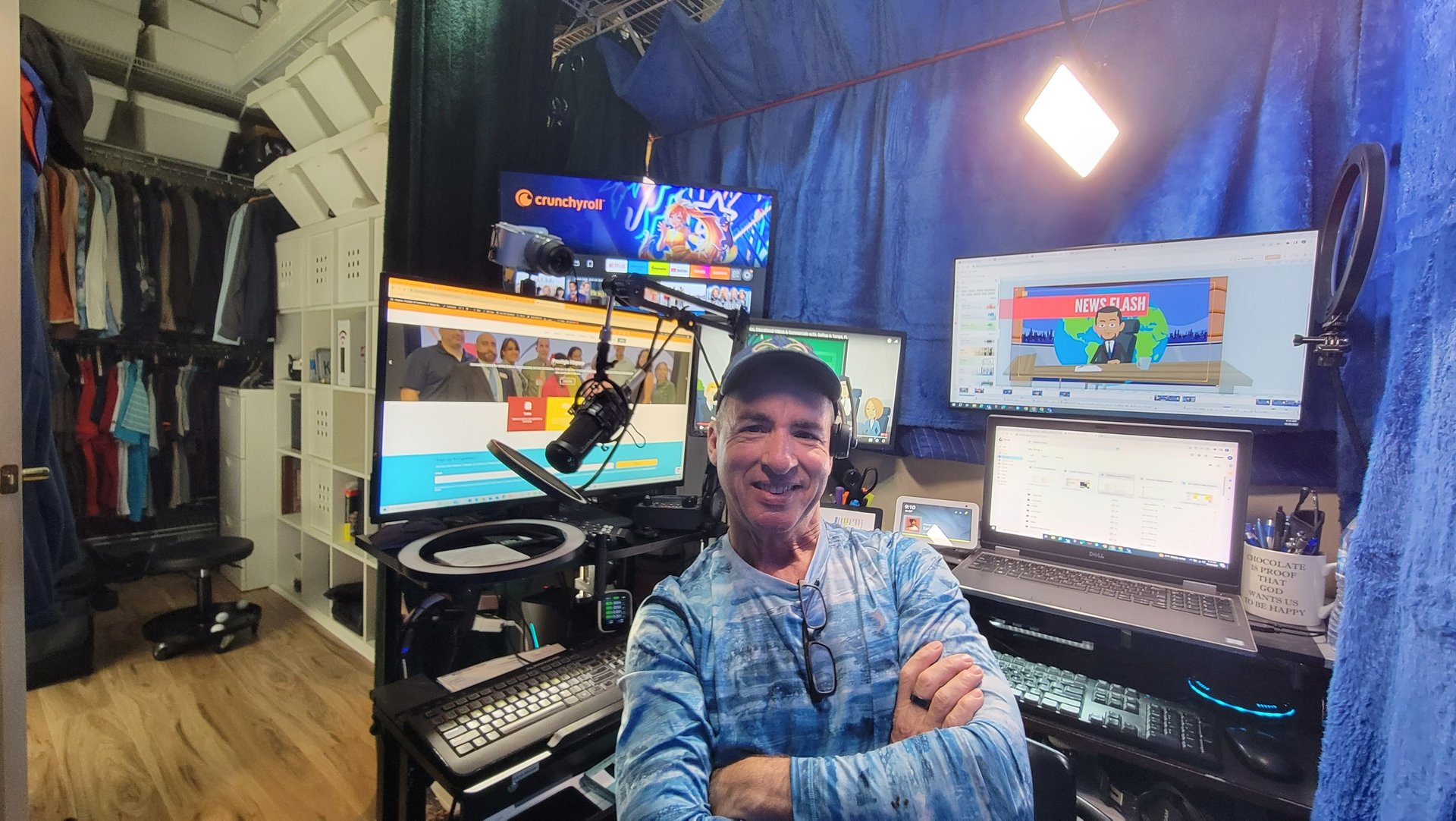 Eric DeRise, a dynamic Instructional Designer and Video Producer working in his studio.