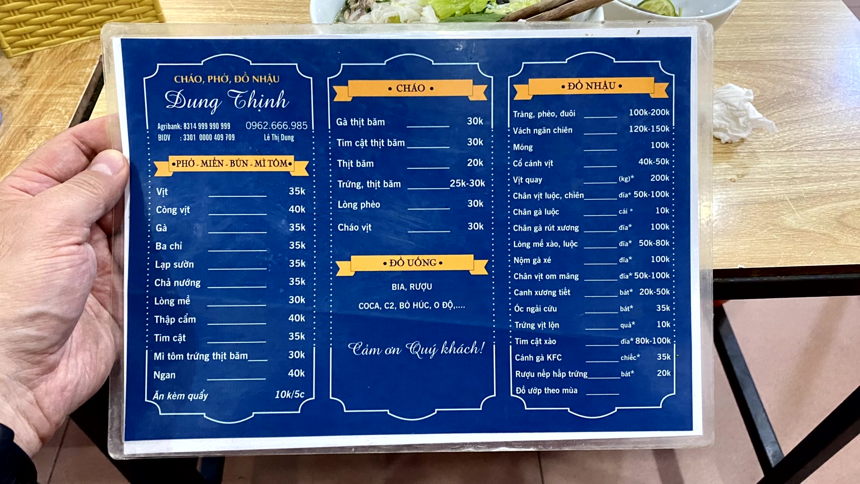 Cao Bang menu