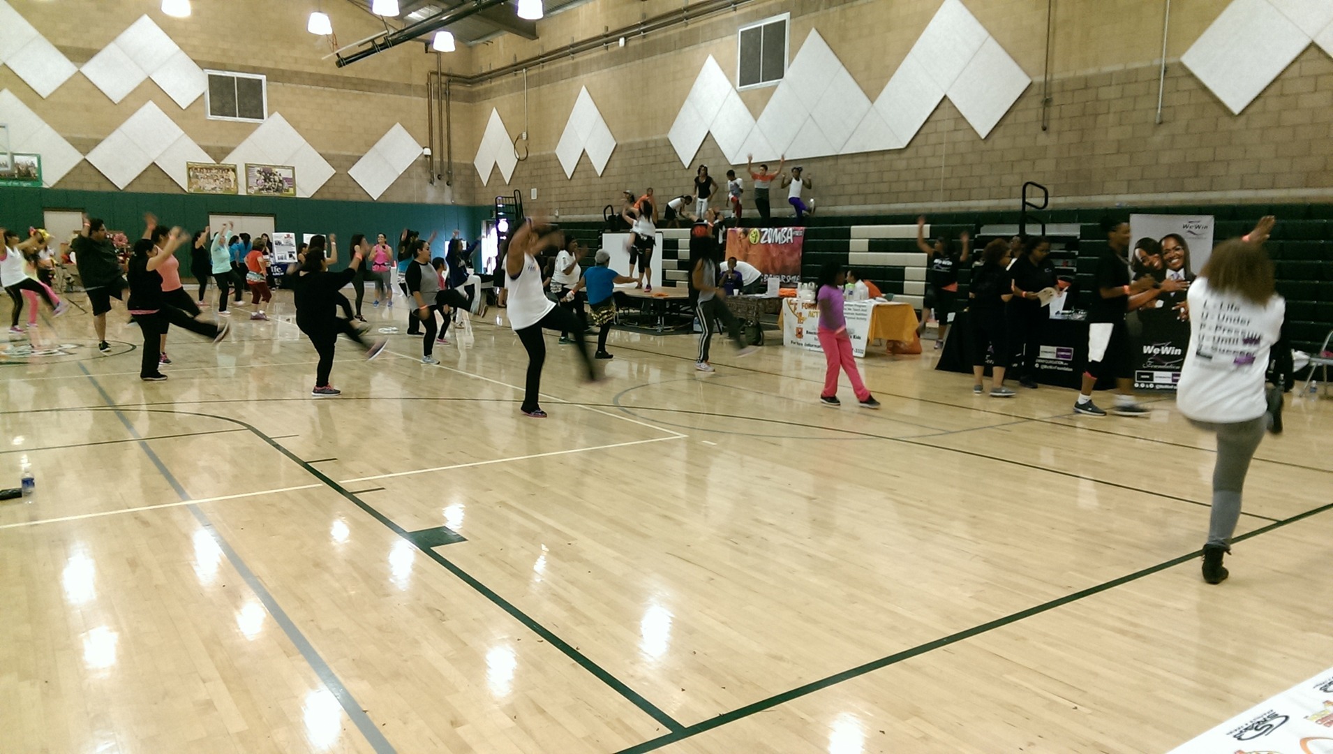 Enhancing Forward Action image of a group of people doing zumba.