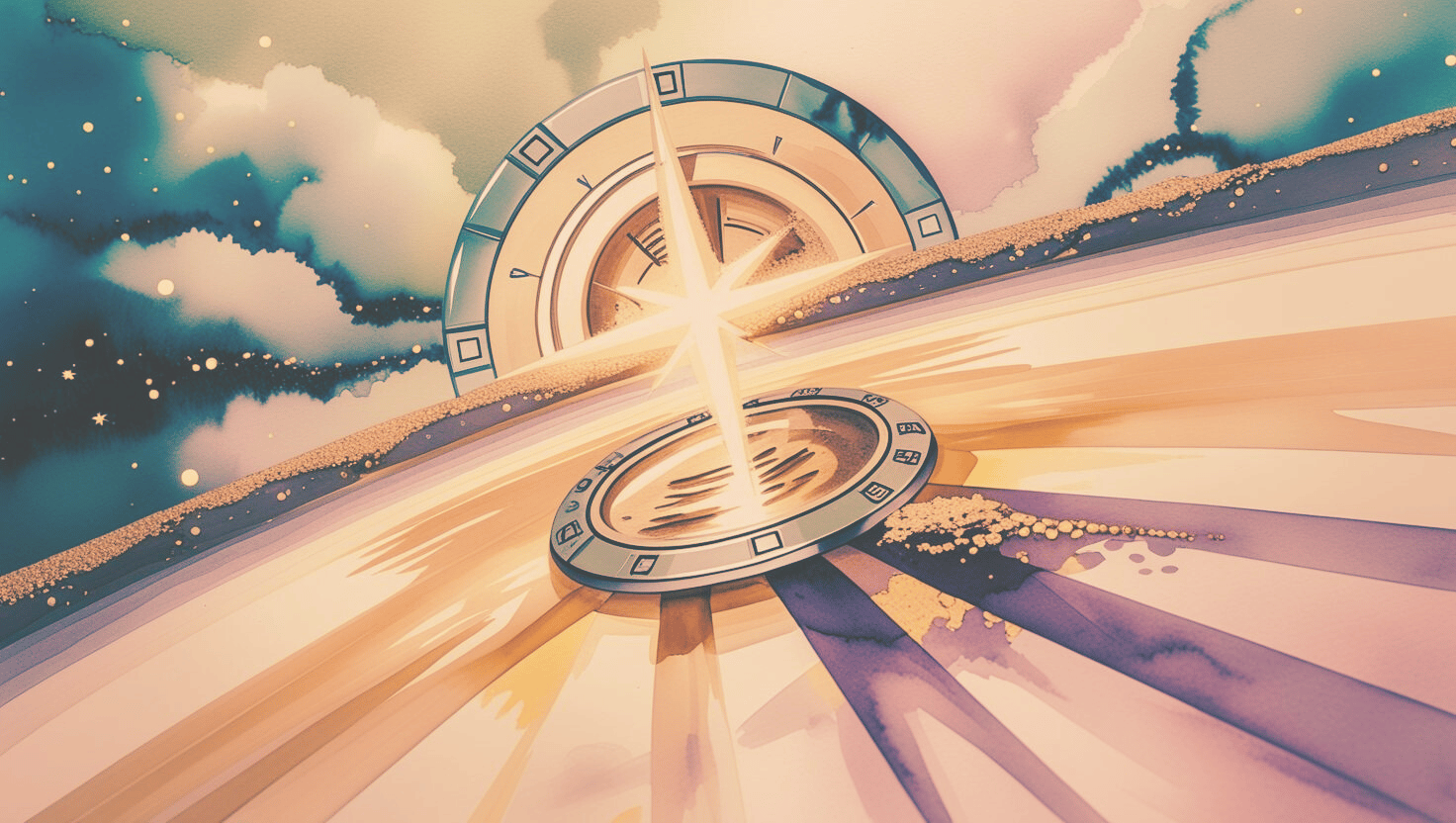 A shining compass pointing north to the stars