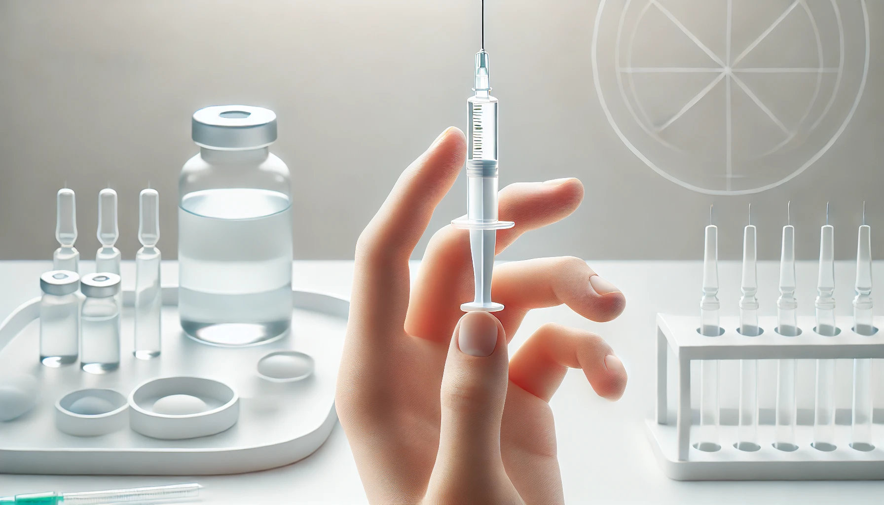 Einsatzbereite, aufgezogene Spritze