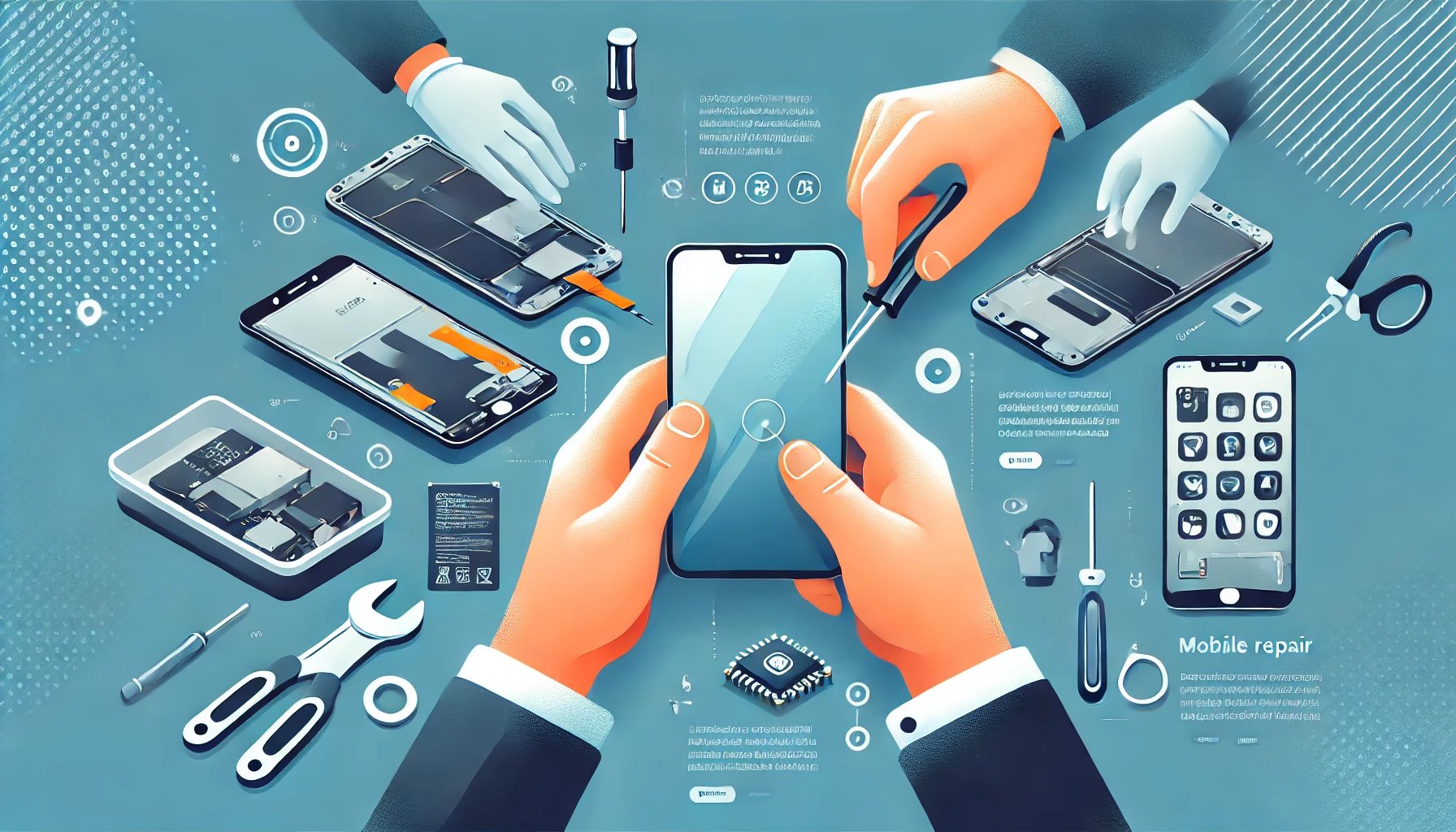Phone repair image with tools