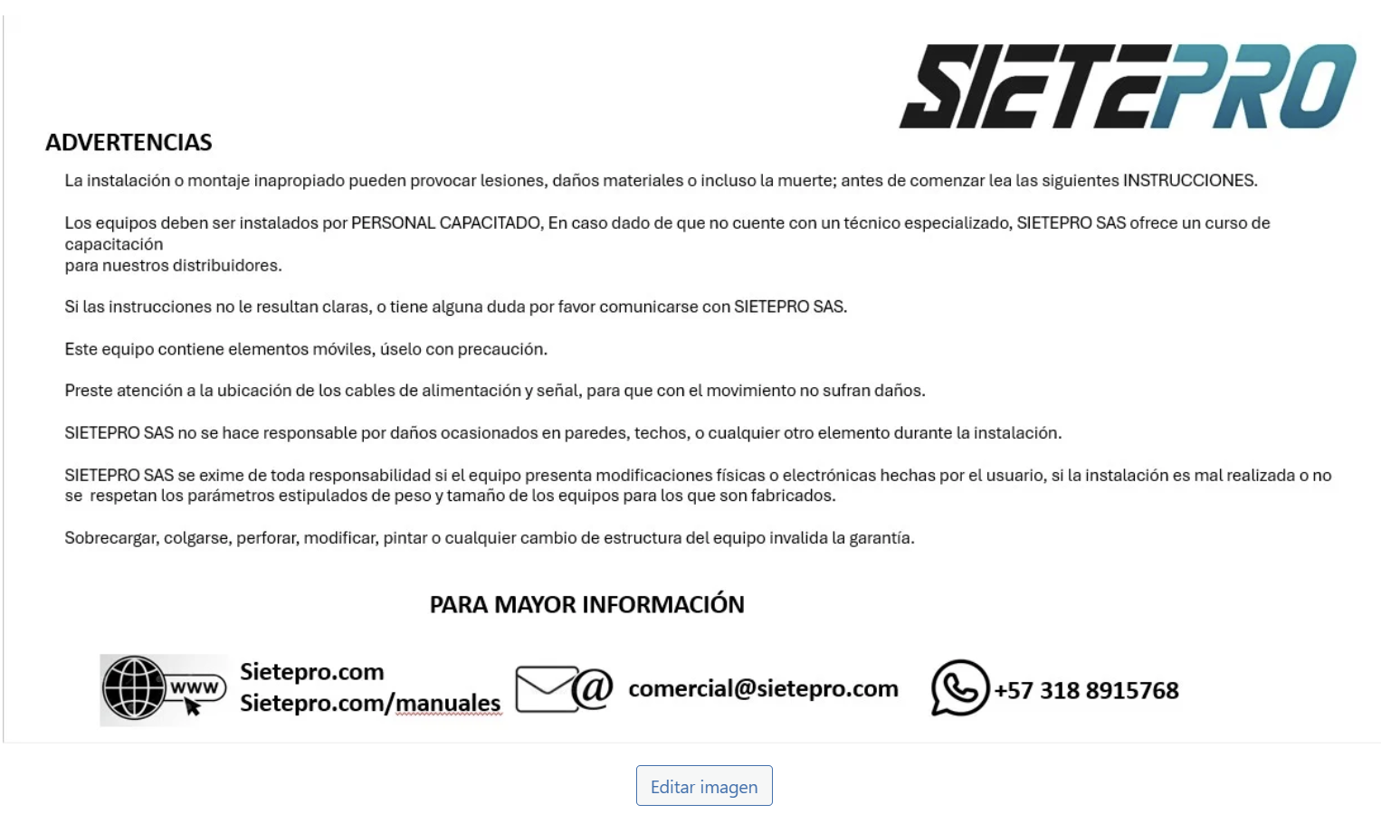 Manual de Advertencia SIETEPRO
