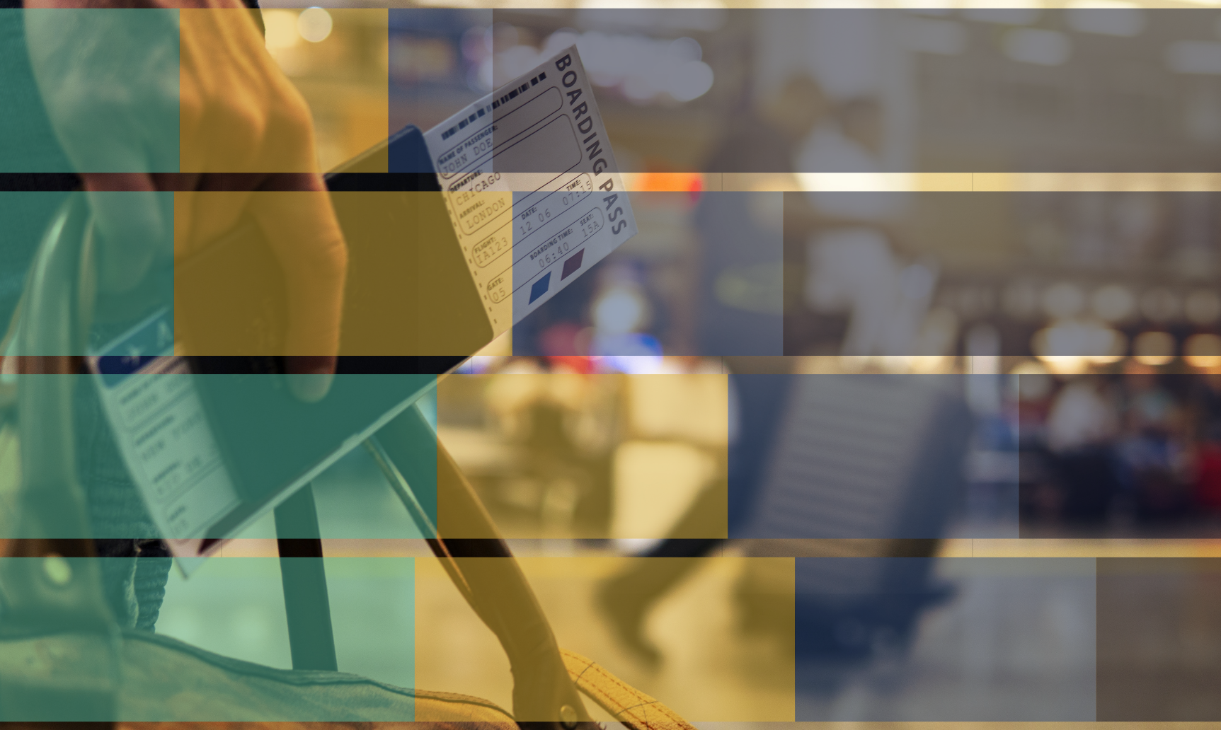 image of an air ticket overlayed with a bar graph to symbolise AI in travel