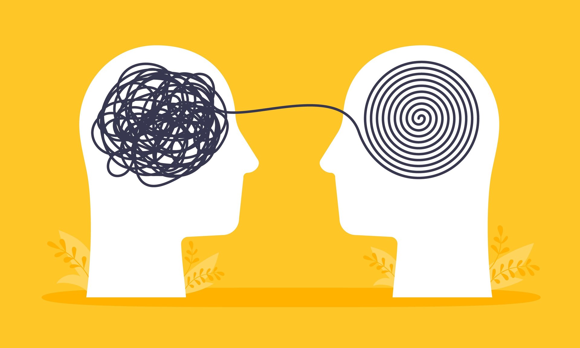 two heads of two people with a head of a head with a spiralle