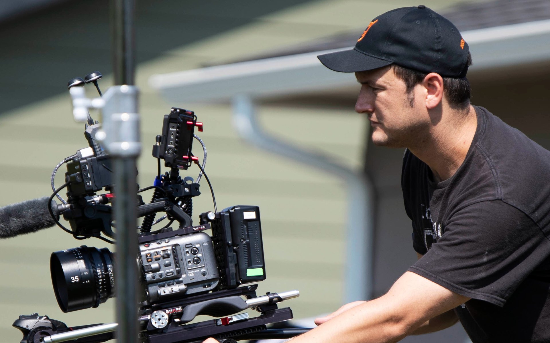 Johnny Earley filming on the set of Dead Drop 2022