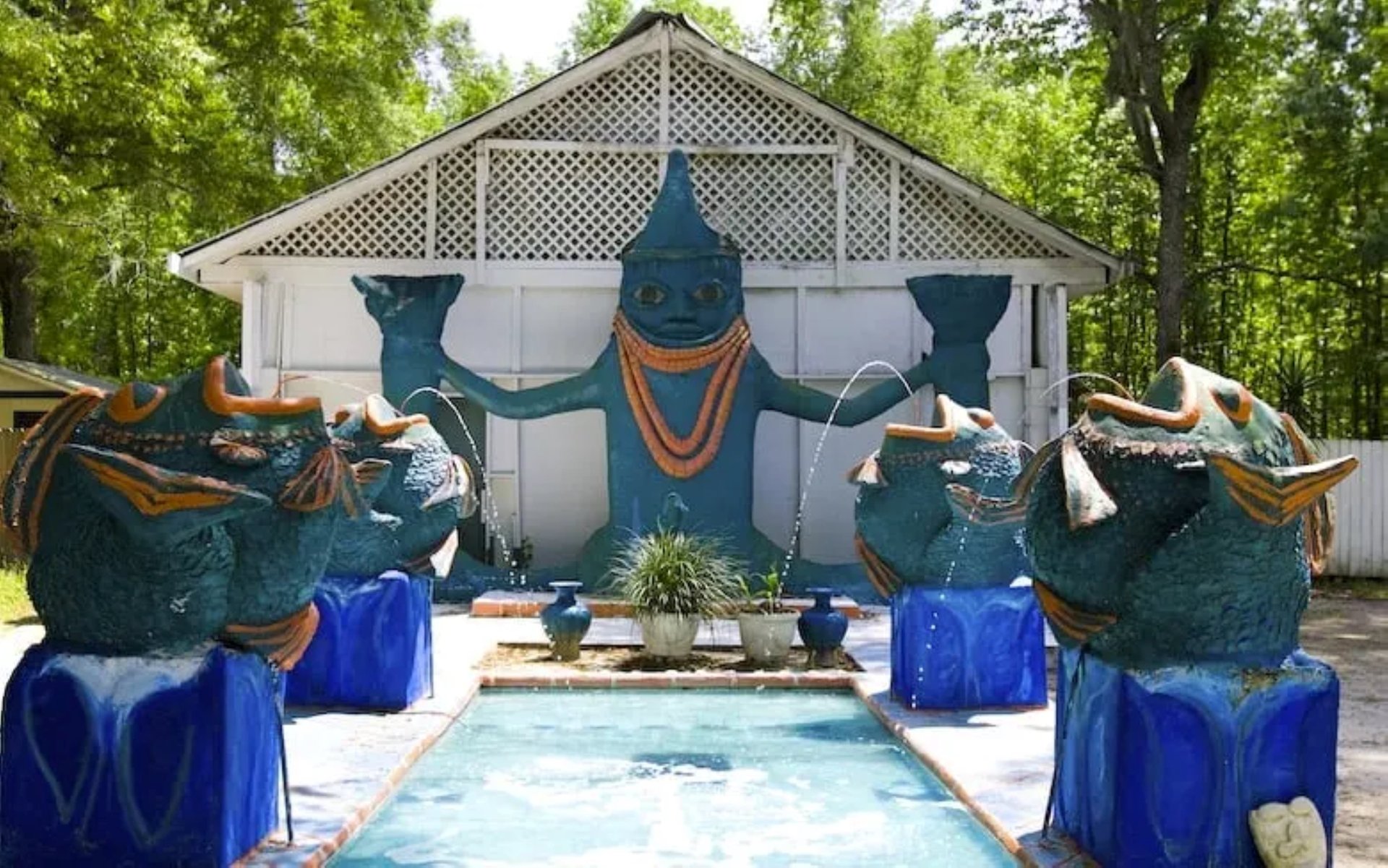 Hand sculpted Olokun Temple at Oyotunji African kingdom