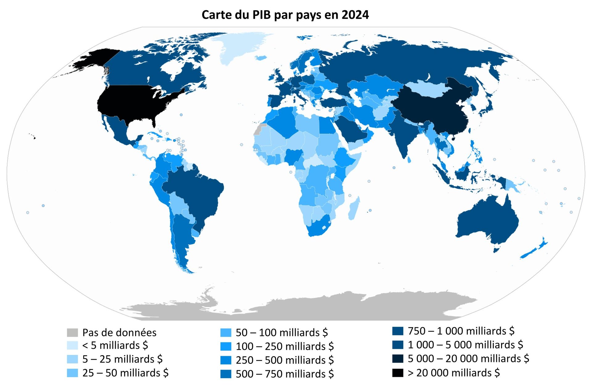 Définition du Produit Intérieur Brut (PIB) en image, avec la carte mondiale du PIB par pays en 2024