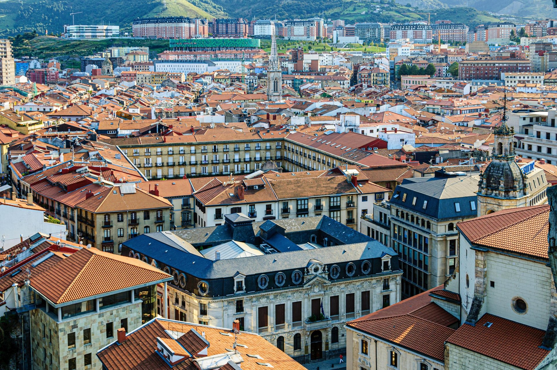 View of the City of Bilbao in Spain from a High Point