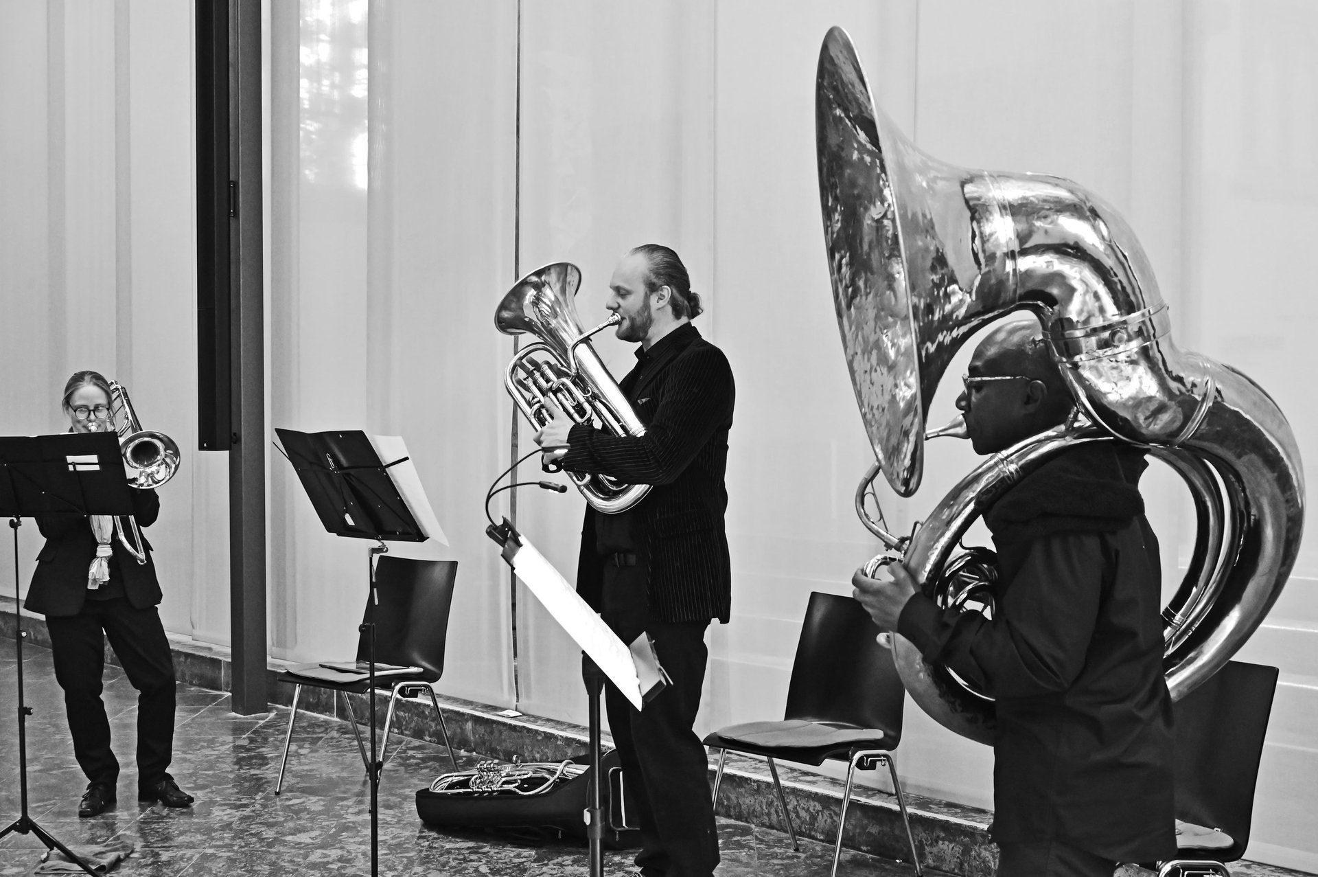 nick sholl euphonium, clive fenton sousaphone, citykirche mönchengladbach