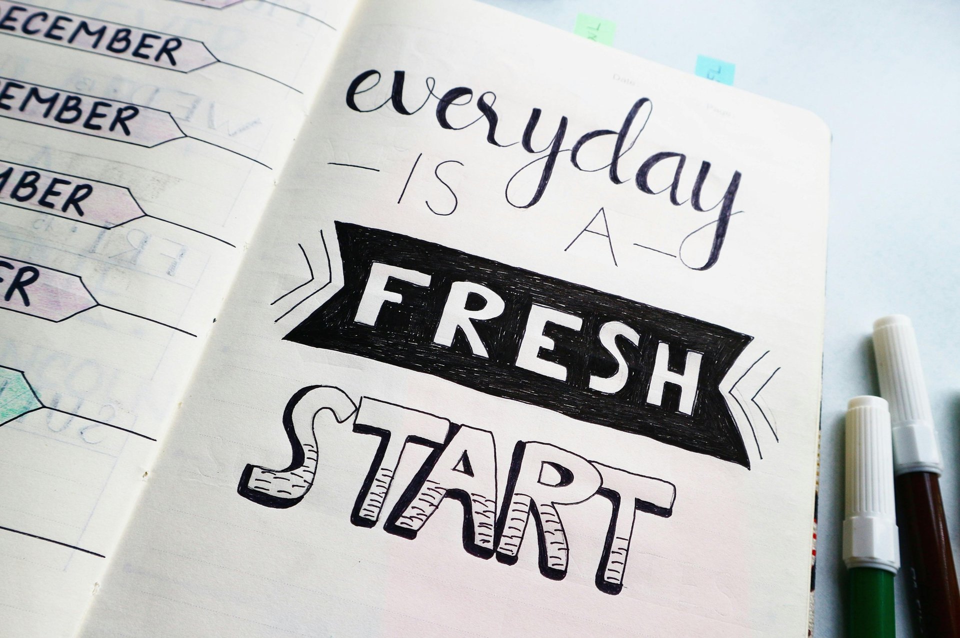Diary with handwritten - Everyday is a Fresh Start