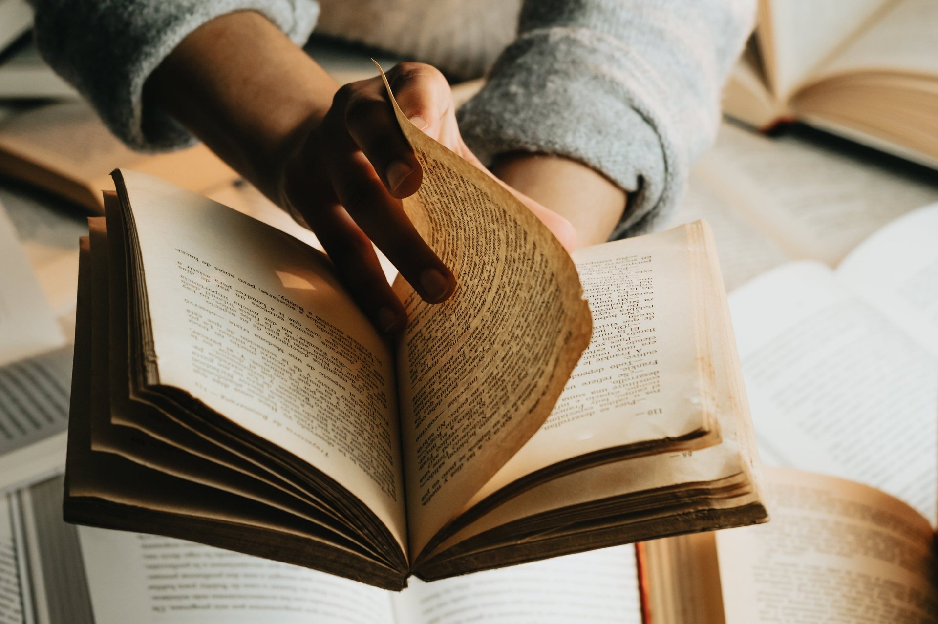 leafing through a Bible