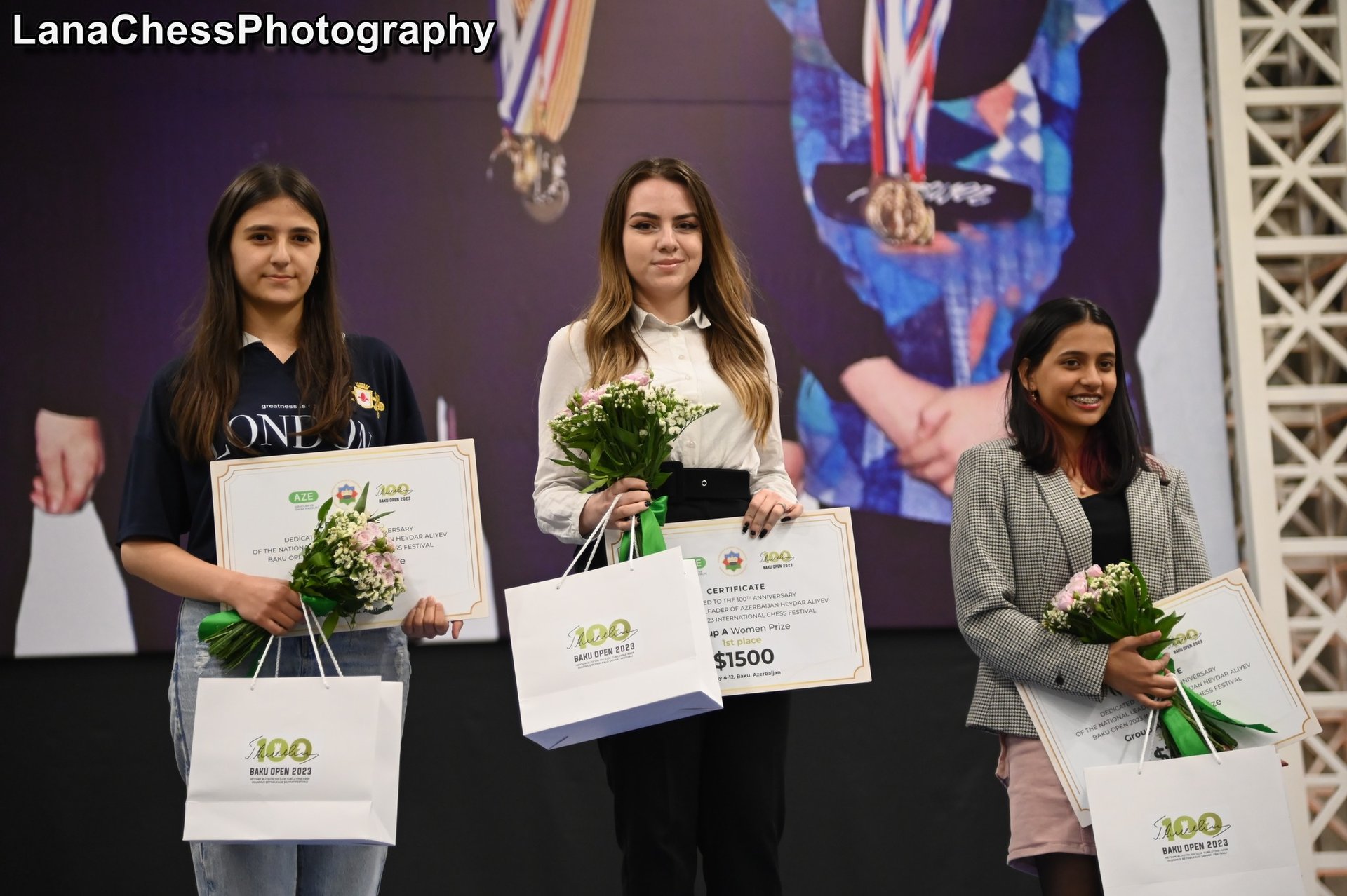 Nurgyul Salimova of Bulgaria wins the USD1500 Women's prize at the Baku Open Chess Tournament 2023