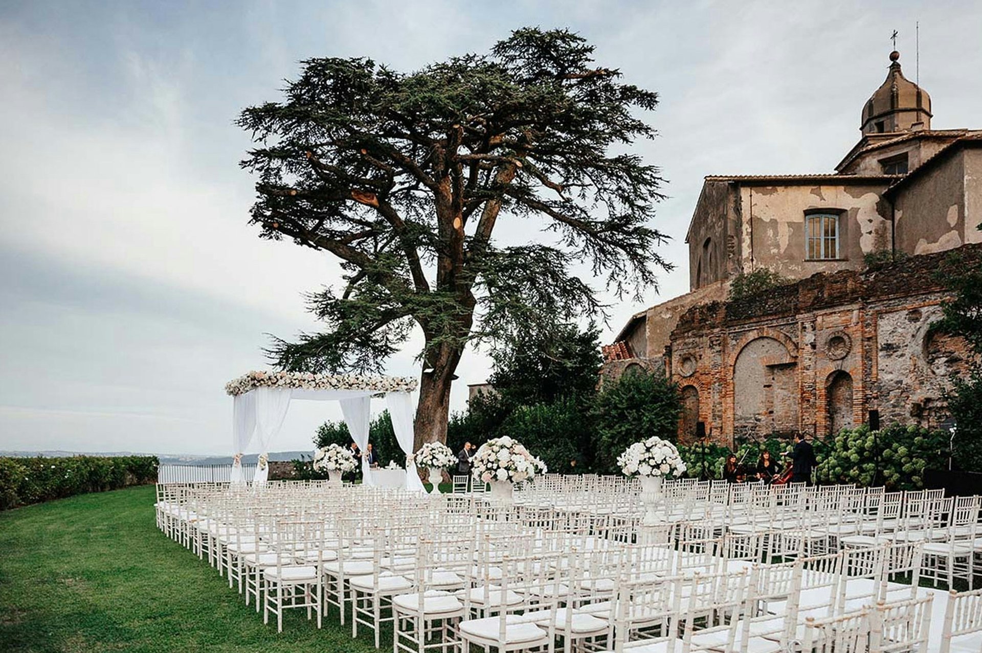 Destination wedding set up in Amalfi Coast town of Ravello; Photo by GianCarlo Films on Unsplash