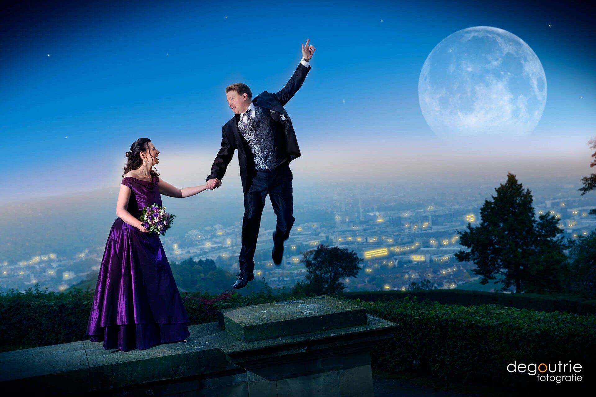 Kreatives Brautpaarshooting Peter Pan Disney