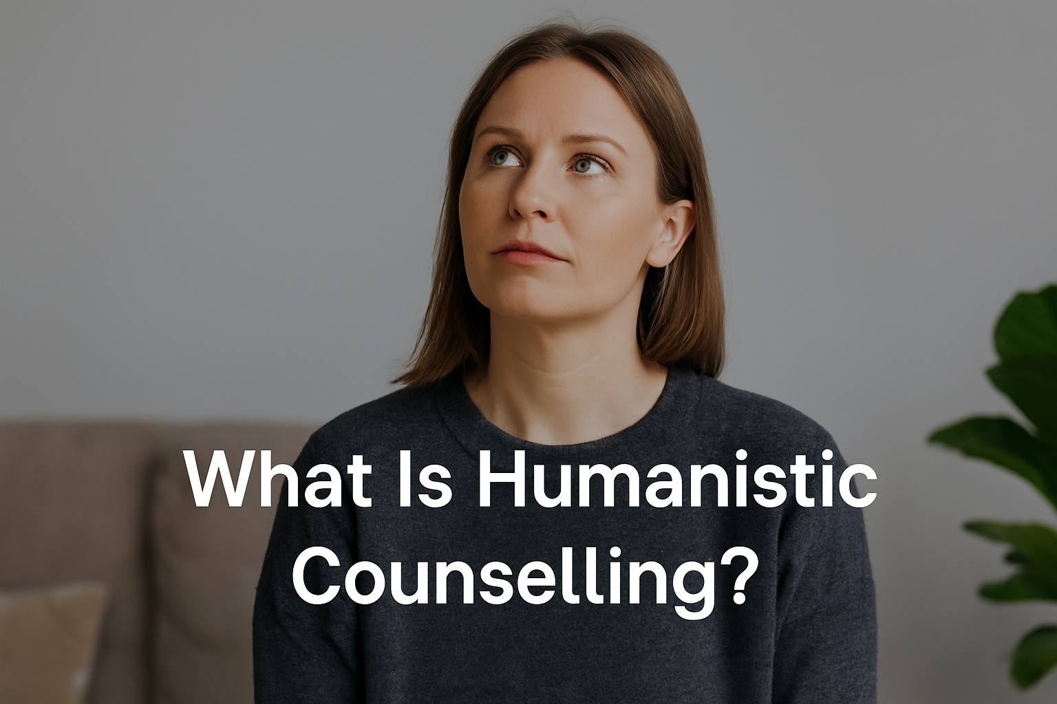 woman with a calm expression, used to illustrate a blog about humanistic counselling.