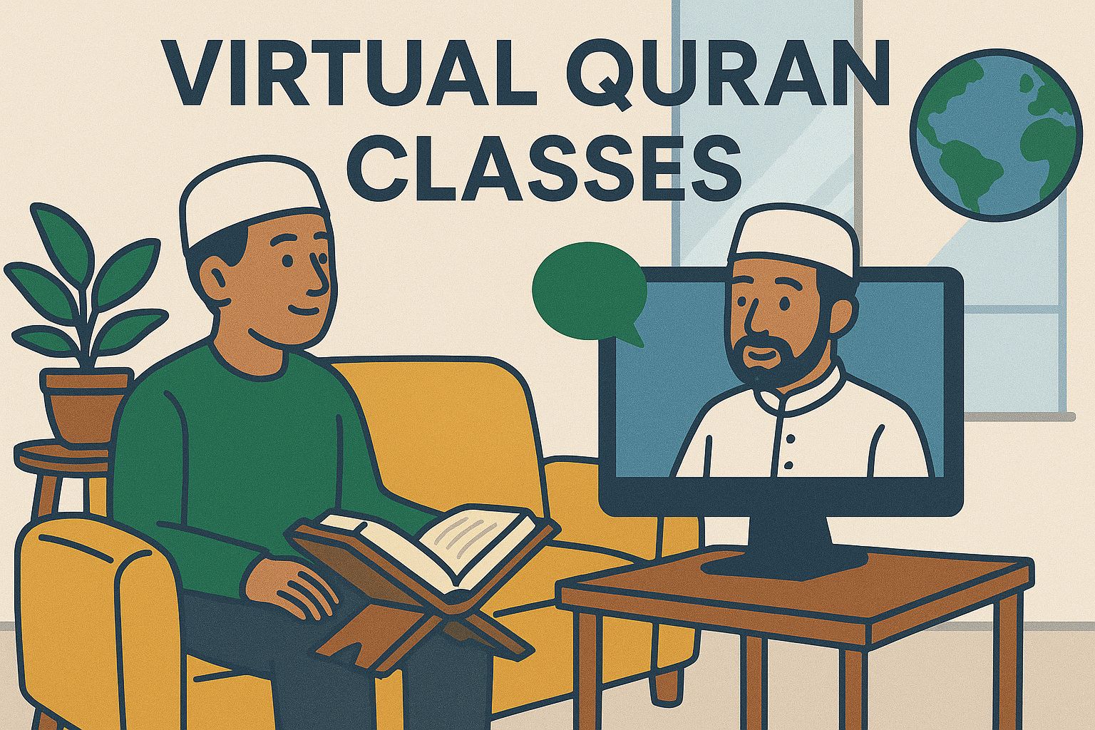 Virtual Quran Classes shows in image