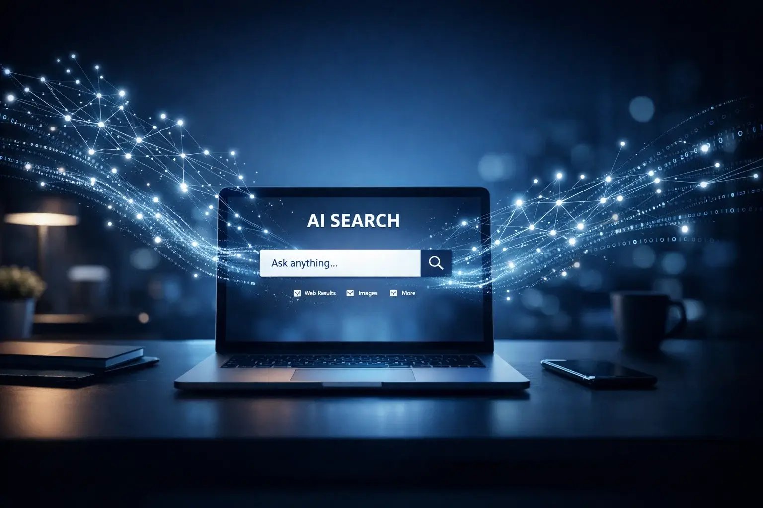 AI search engine interface showing how generative AI answers search queries