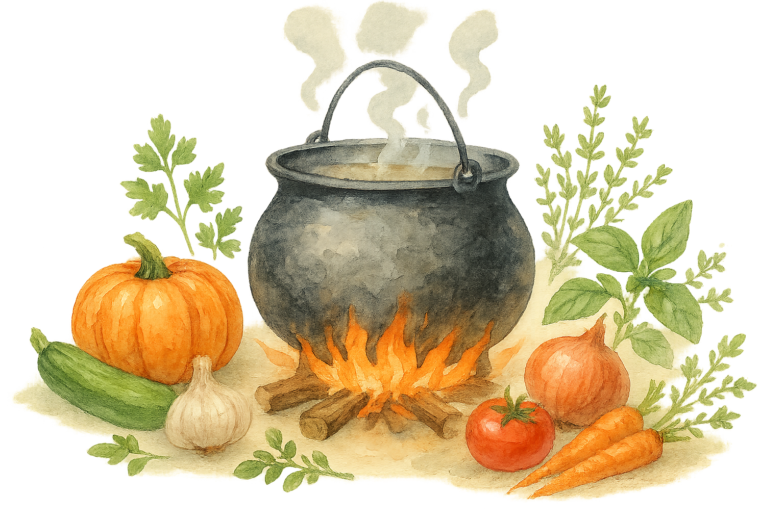 a bubbling cauldron with vegetables spellboundandstunning.com kitchen witchcraft