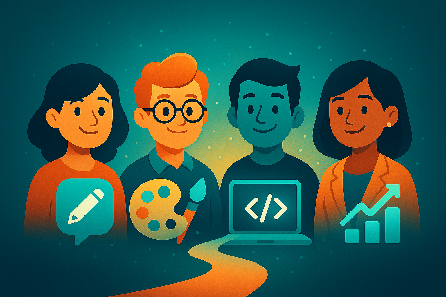 a group of AI Team Members from the AI Escape Plan standing around a laptop